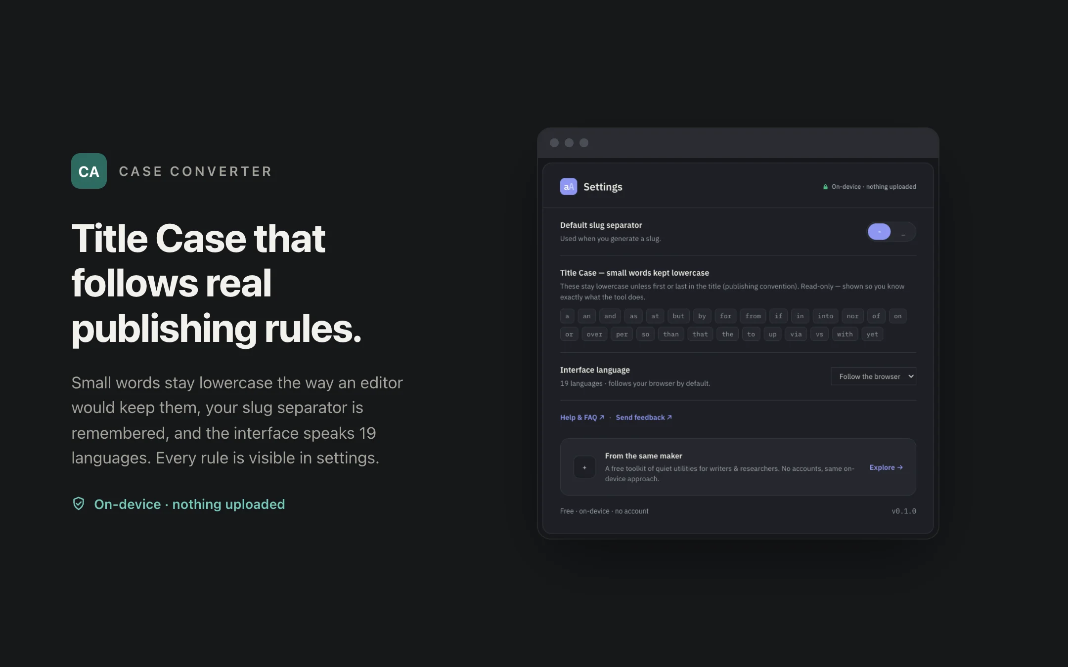 Case Converter — options