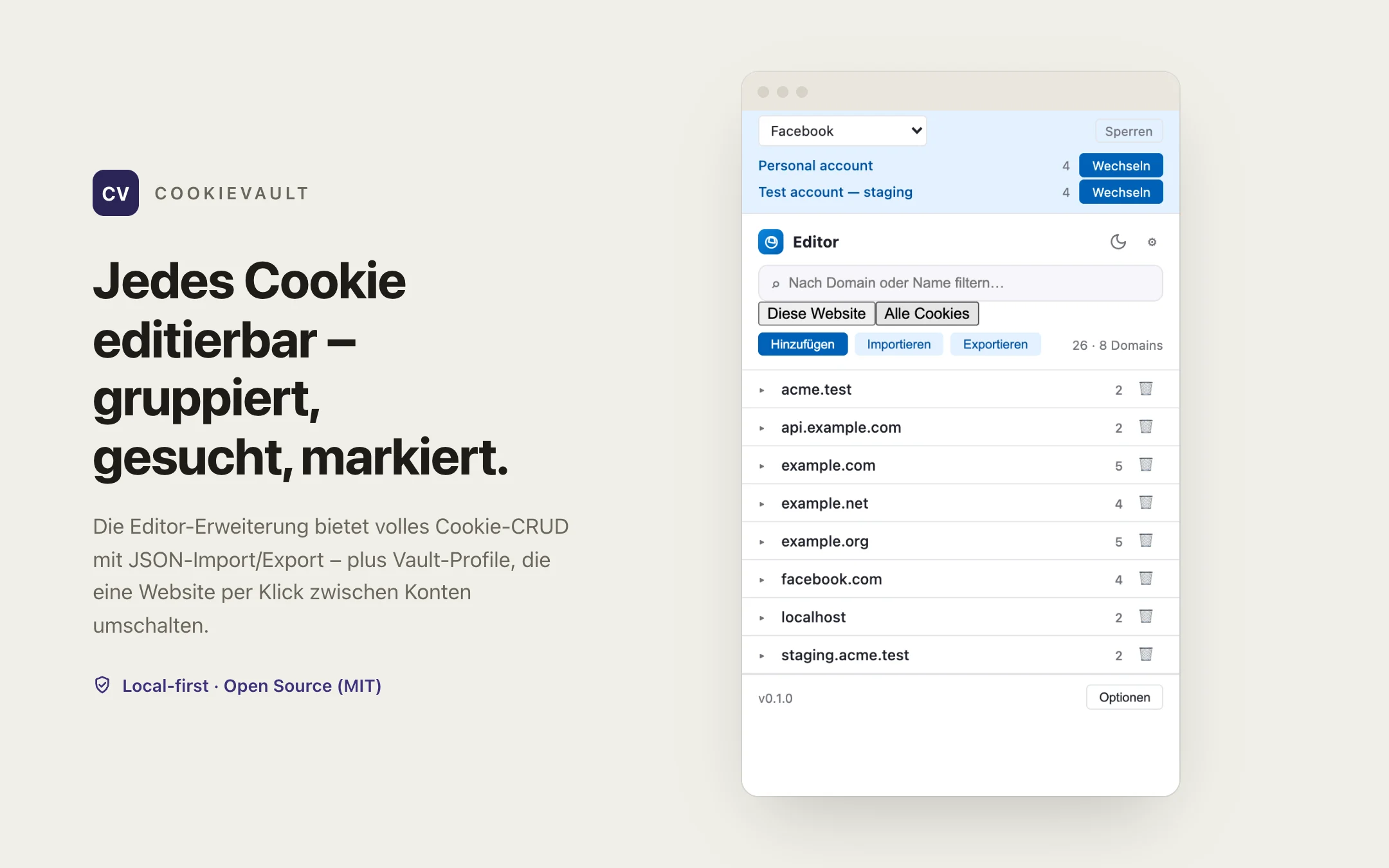 CookieVault — editor