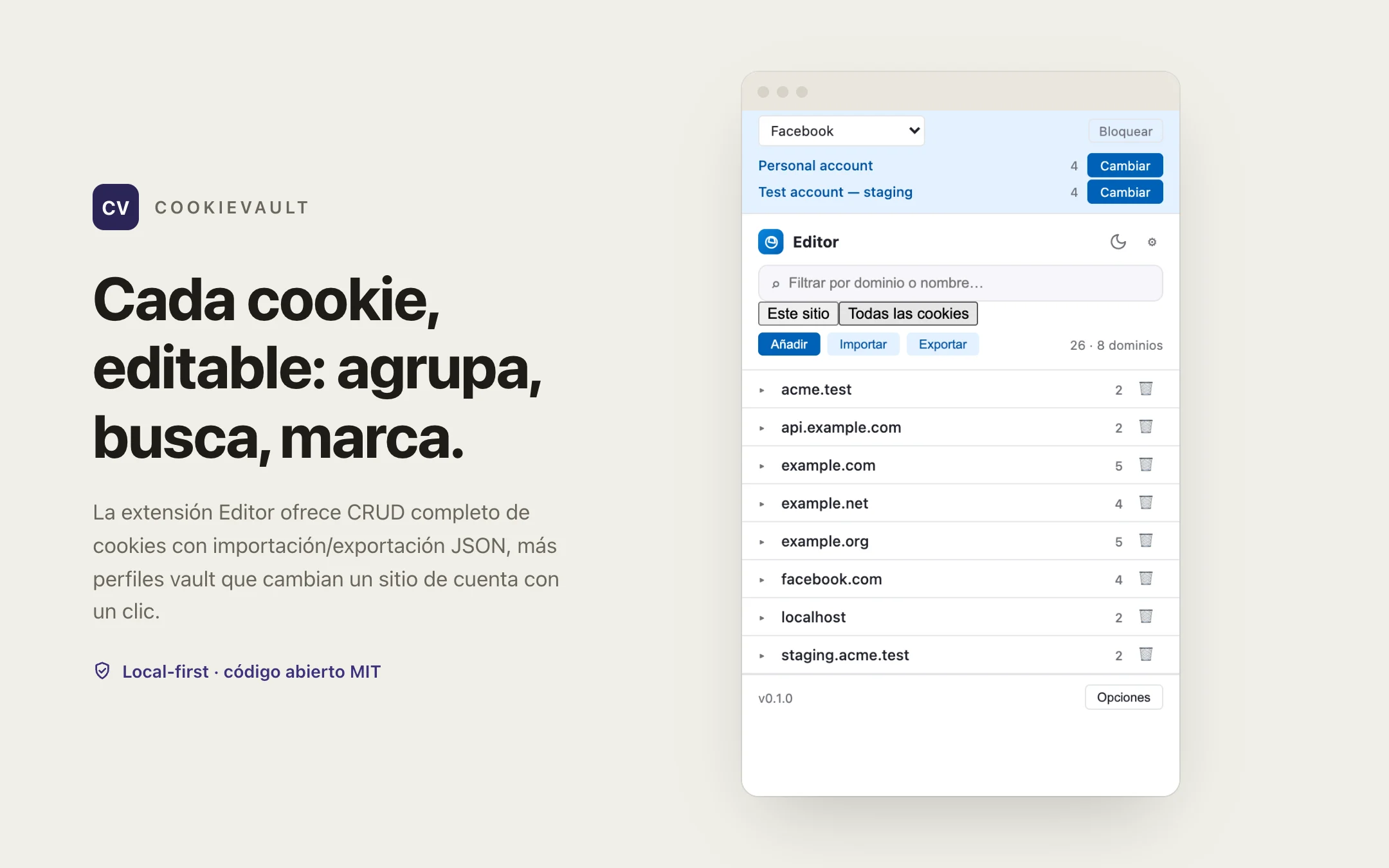 CookieVault — editor