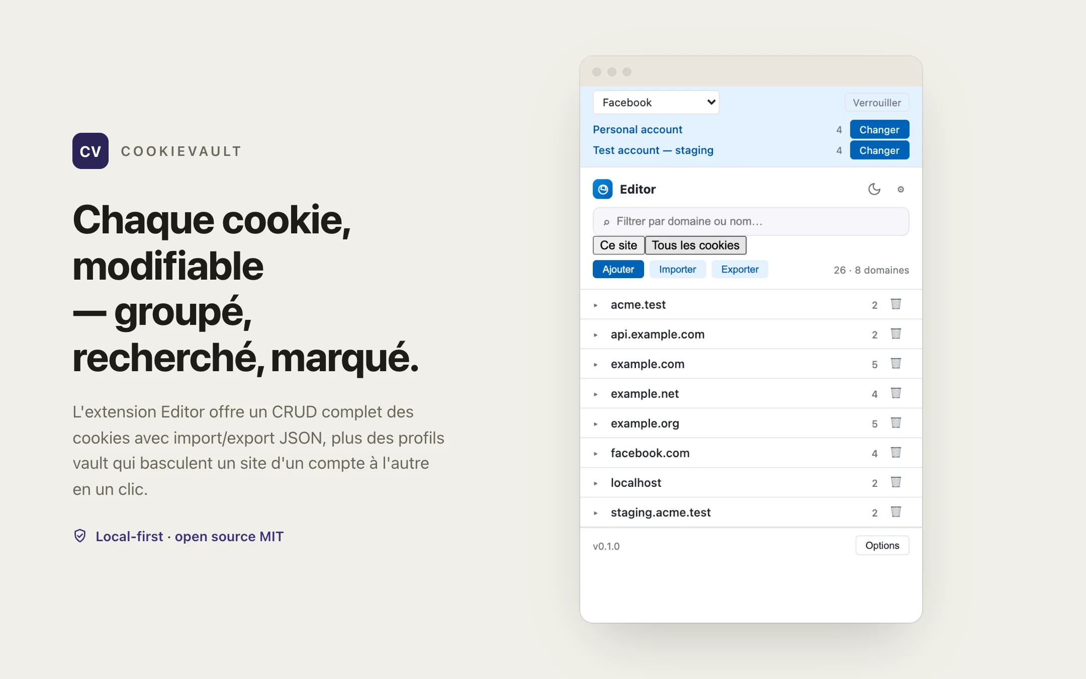 CookieVault — editor