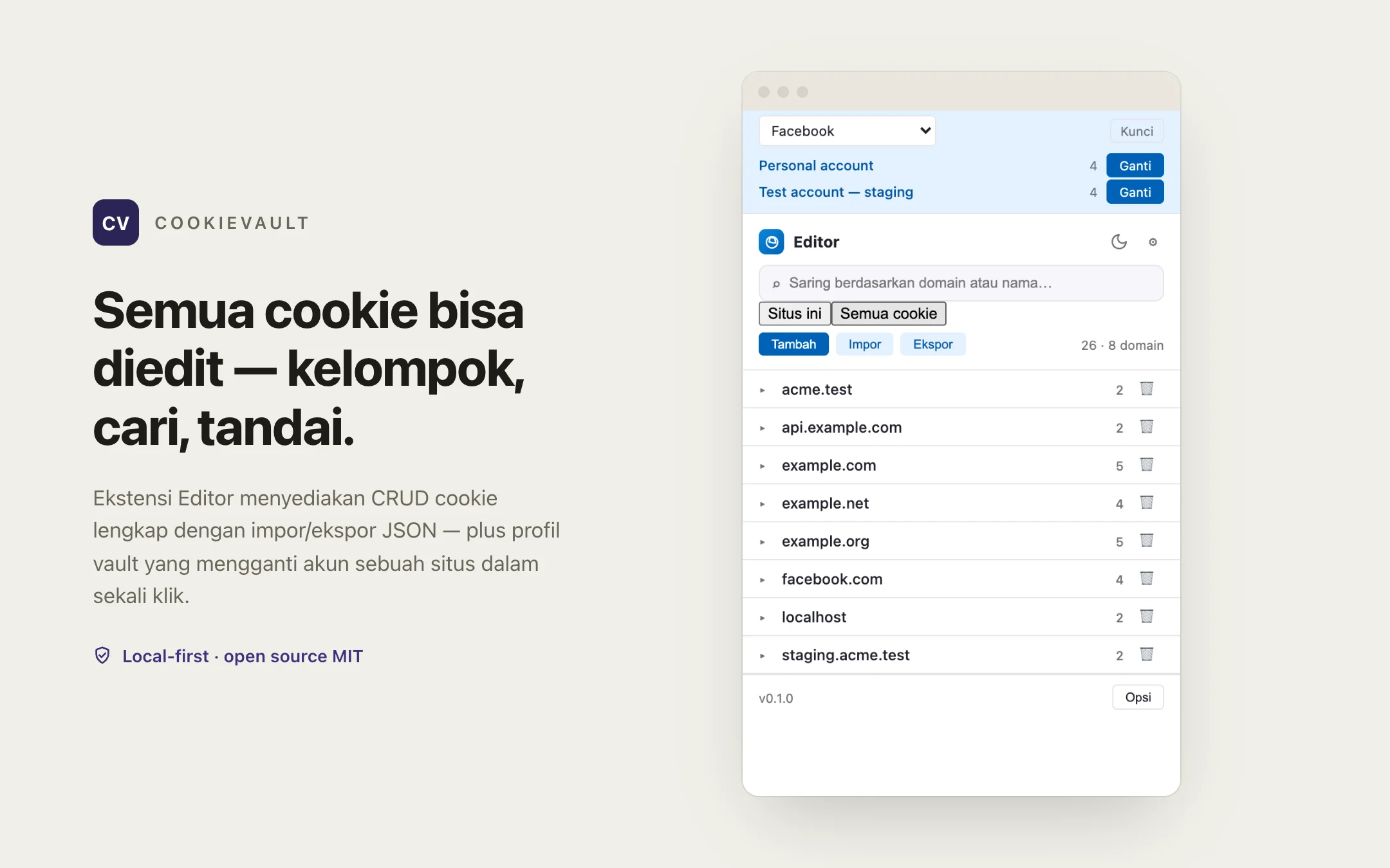 CookieVault — editor