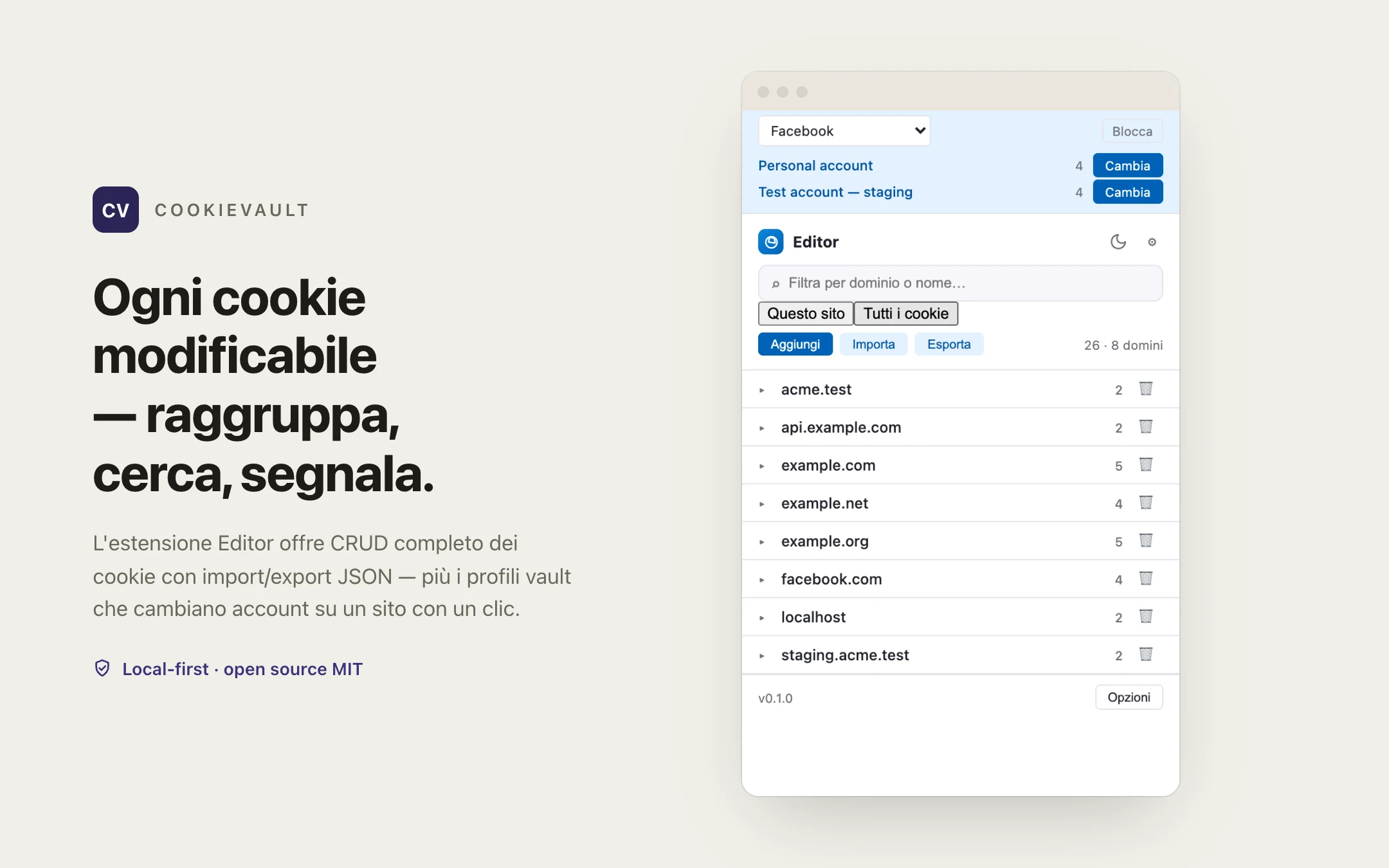 CookieVault — editor