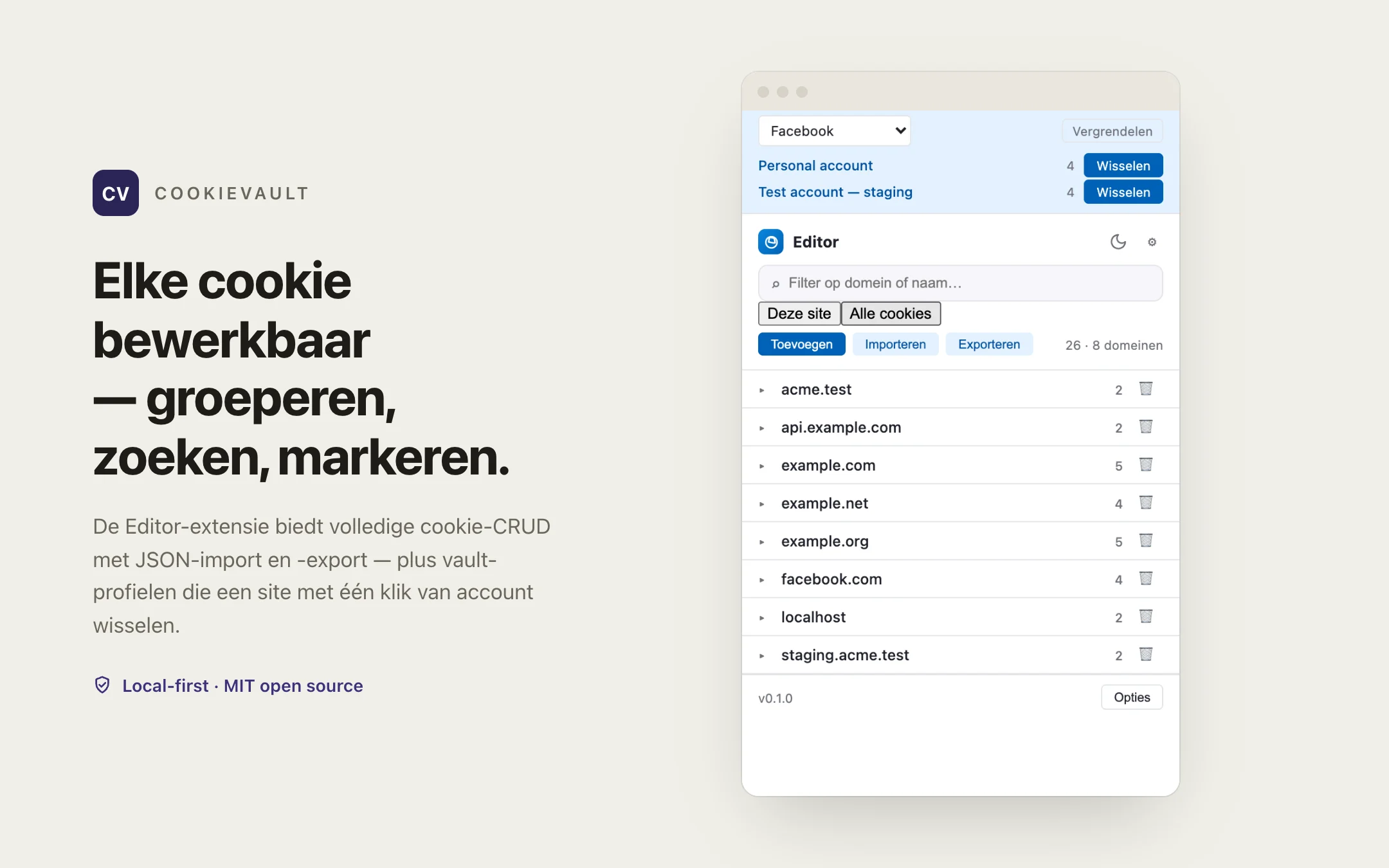 CookieVault — editor