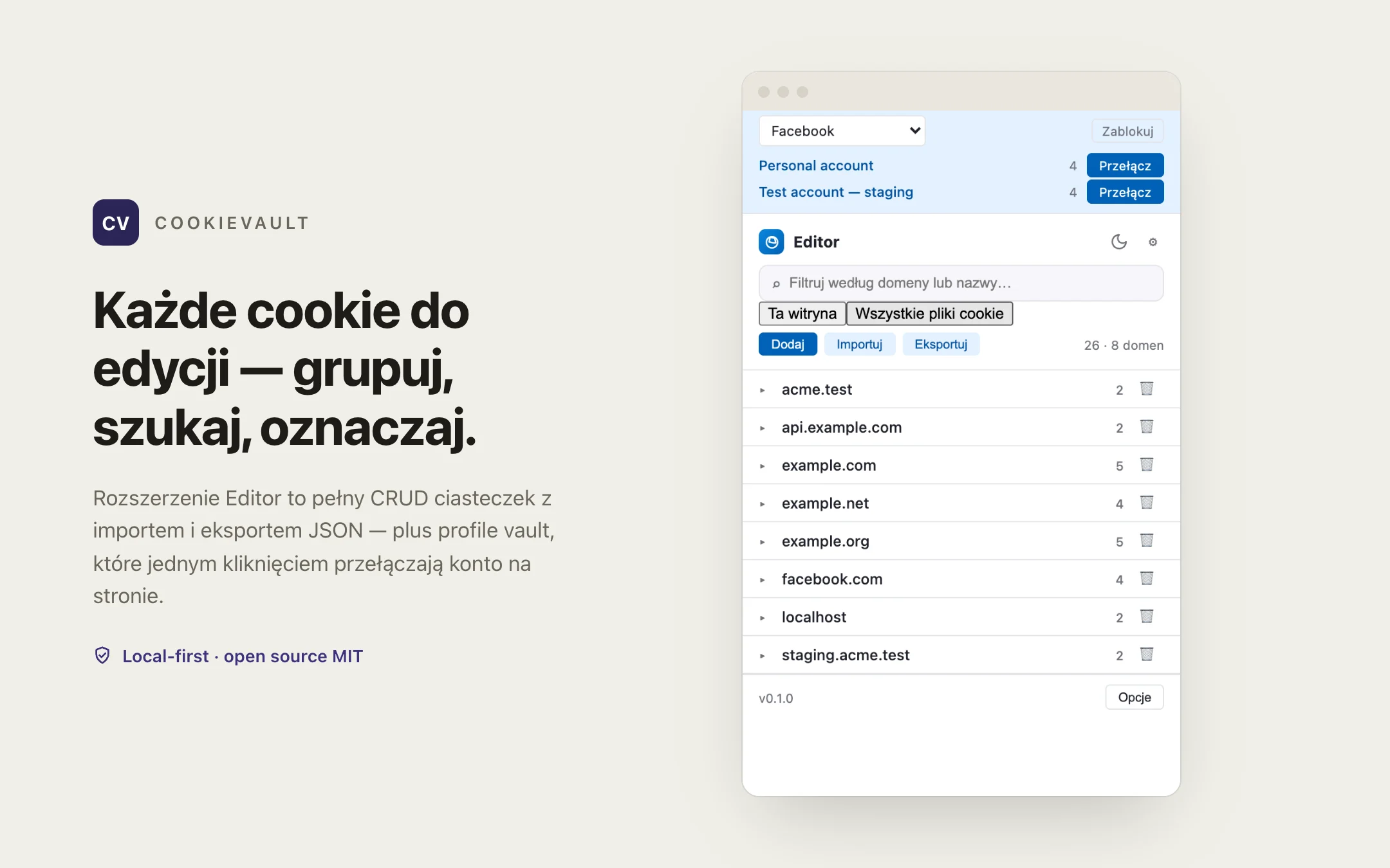 CookieVault — editor