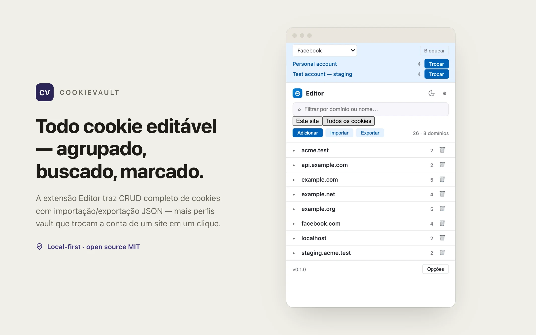 CookieVault — editor