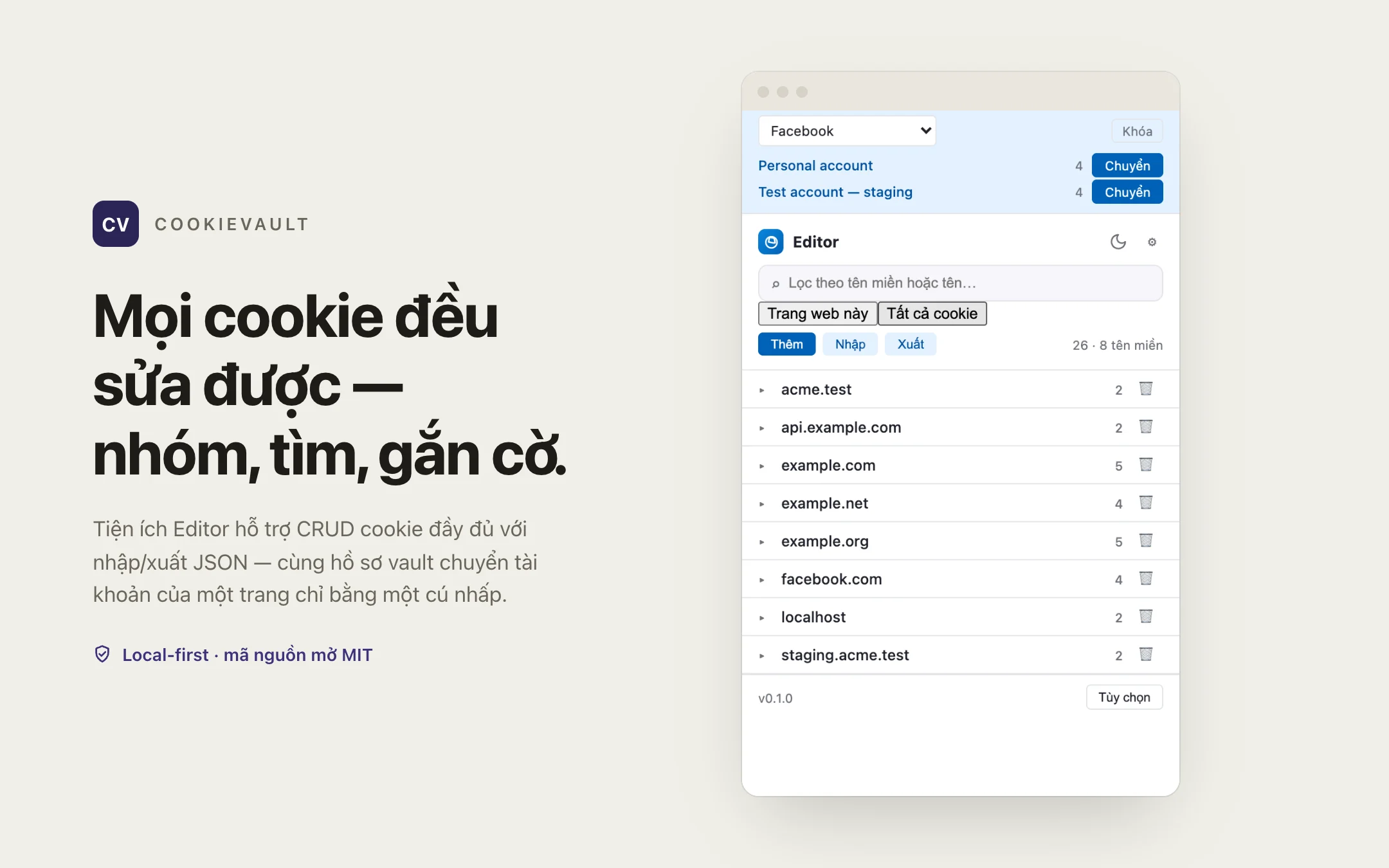 CookieVault — editor
