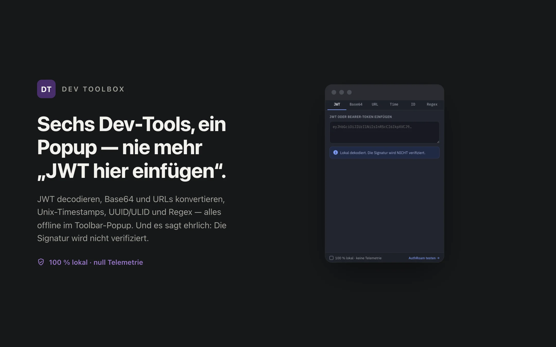 Dev Toolbox — popup
