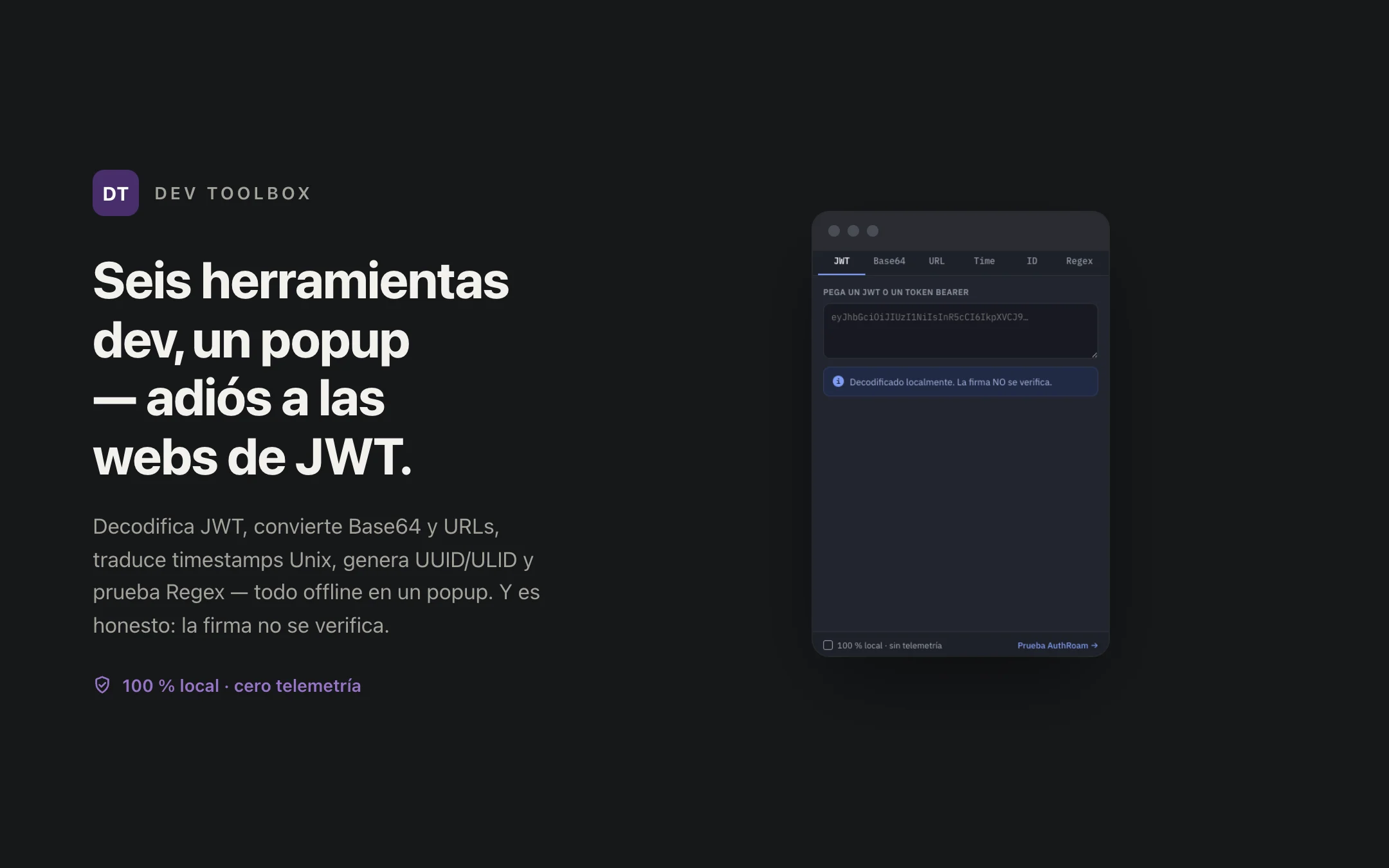 Dev Toolbox — popup