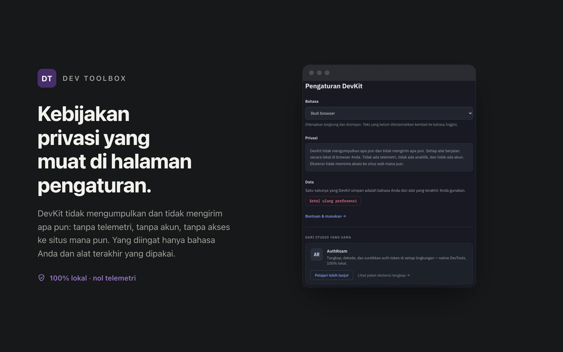 Dev Toolbox — options