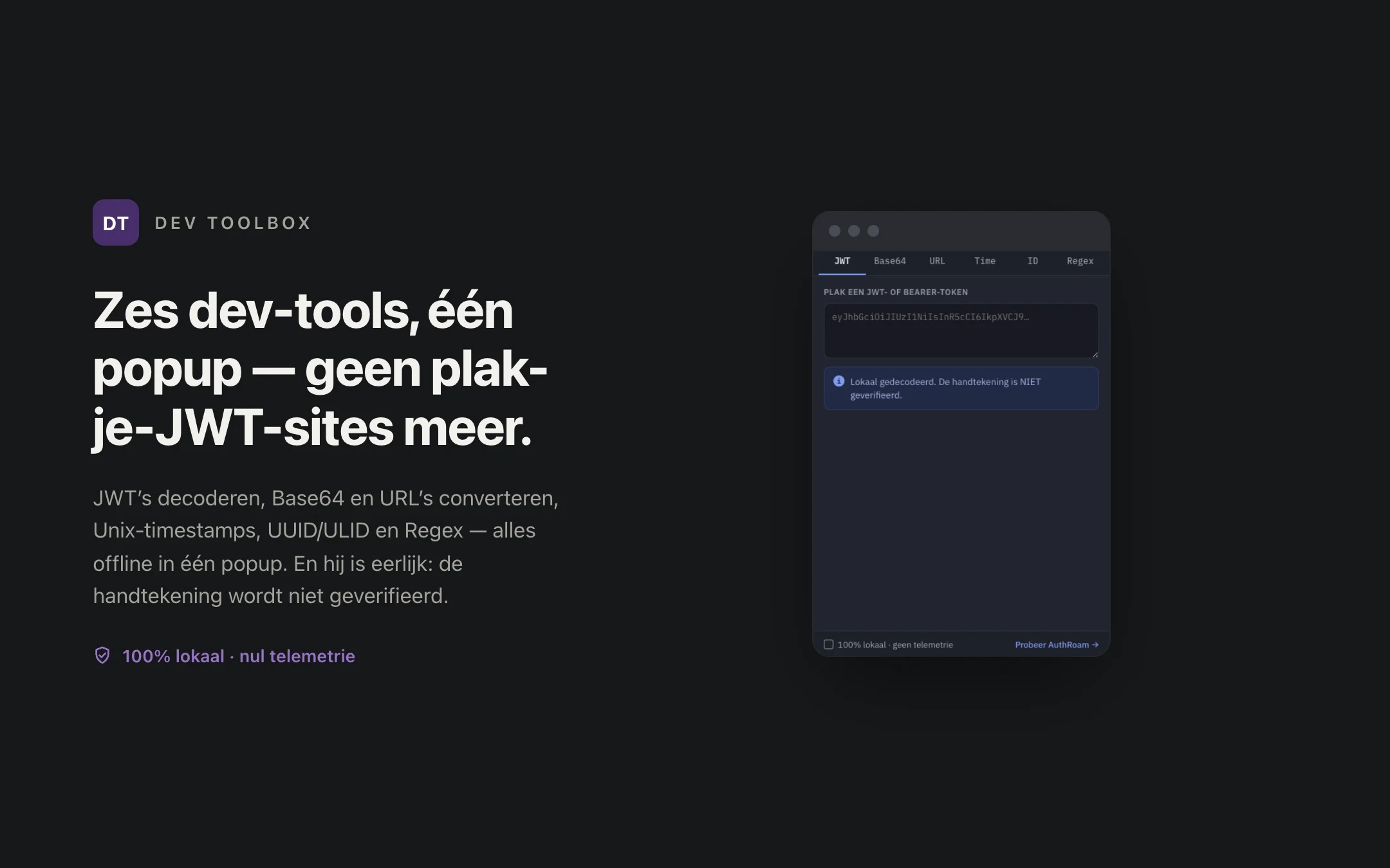 Dev Toolbox — popup