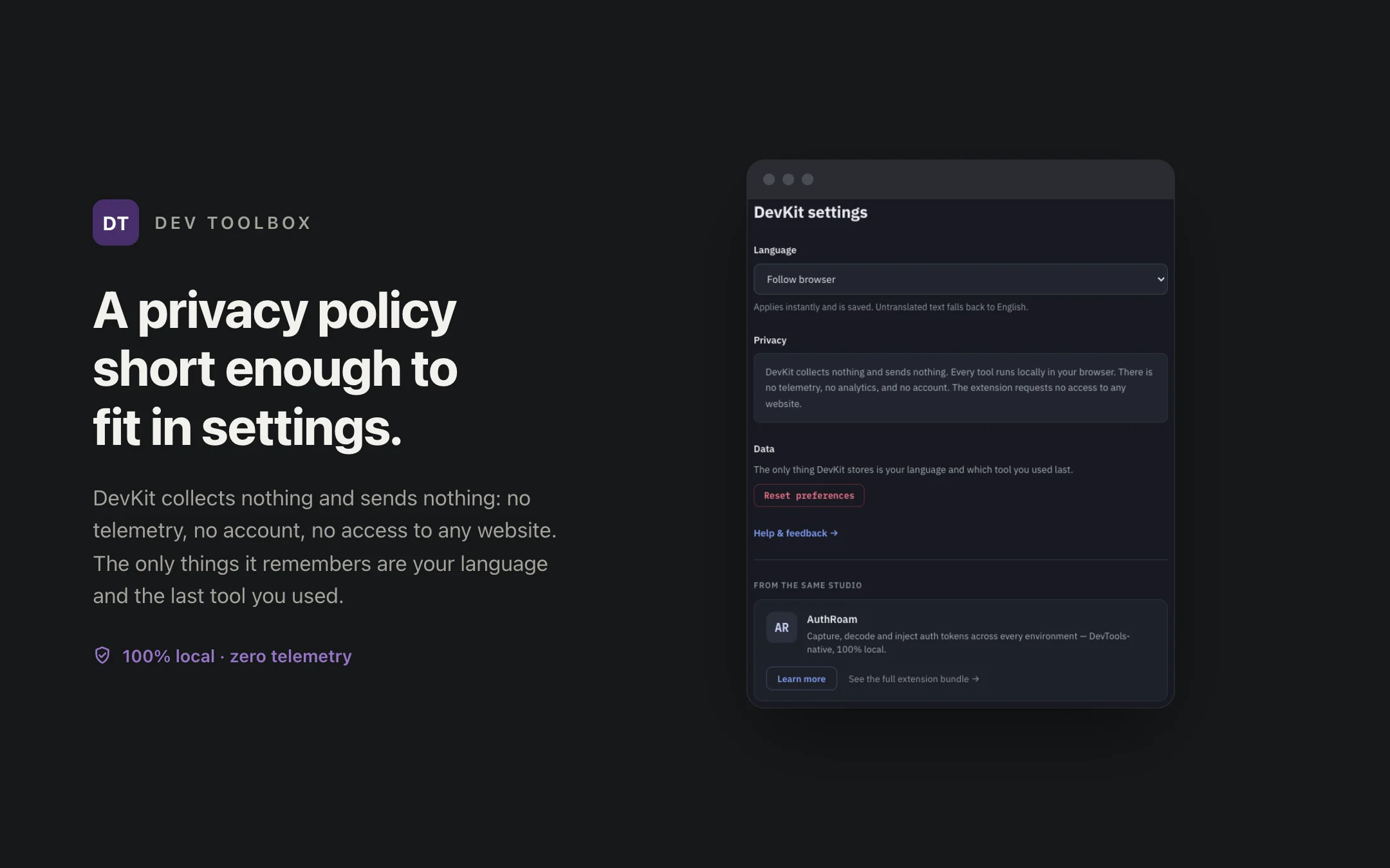 Dev Toolbox — options