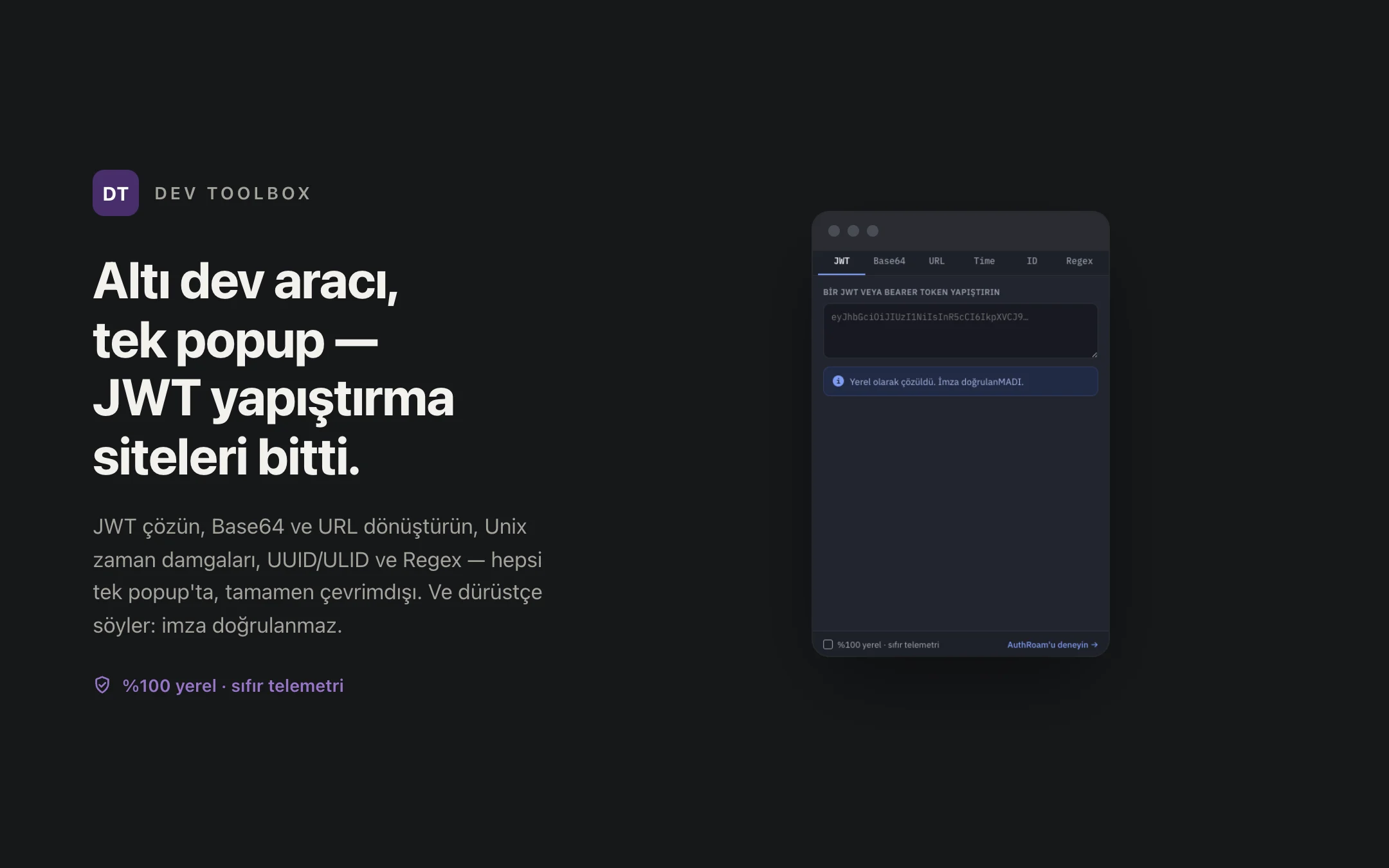 Dev Toolbox — popup