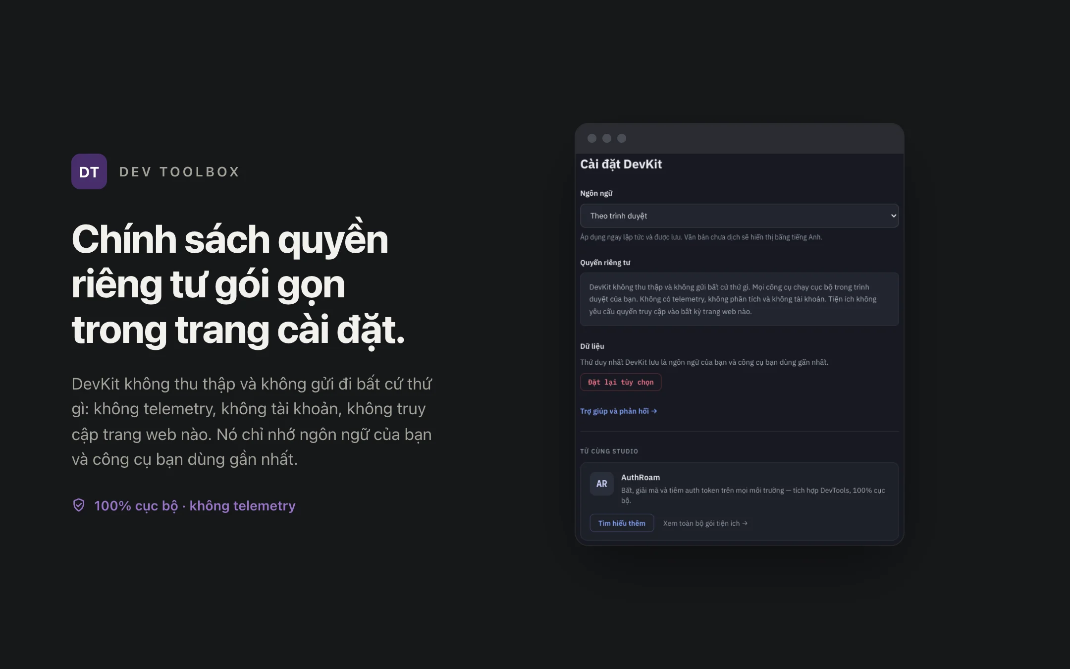 Dev Toolbox — options