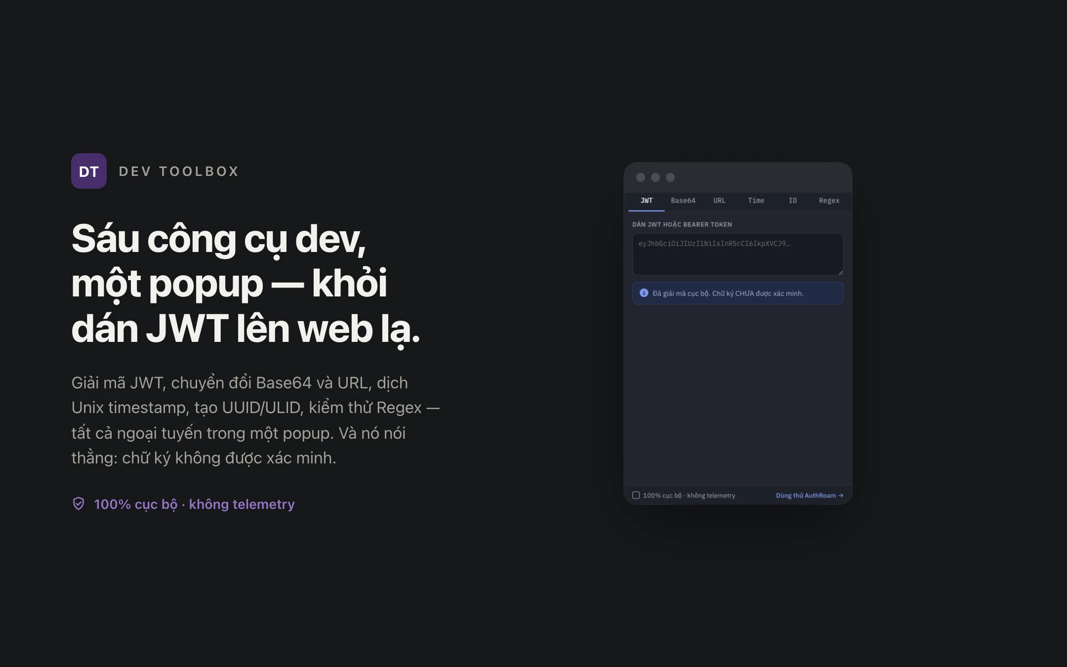 Dev Toolbox — popup