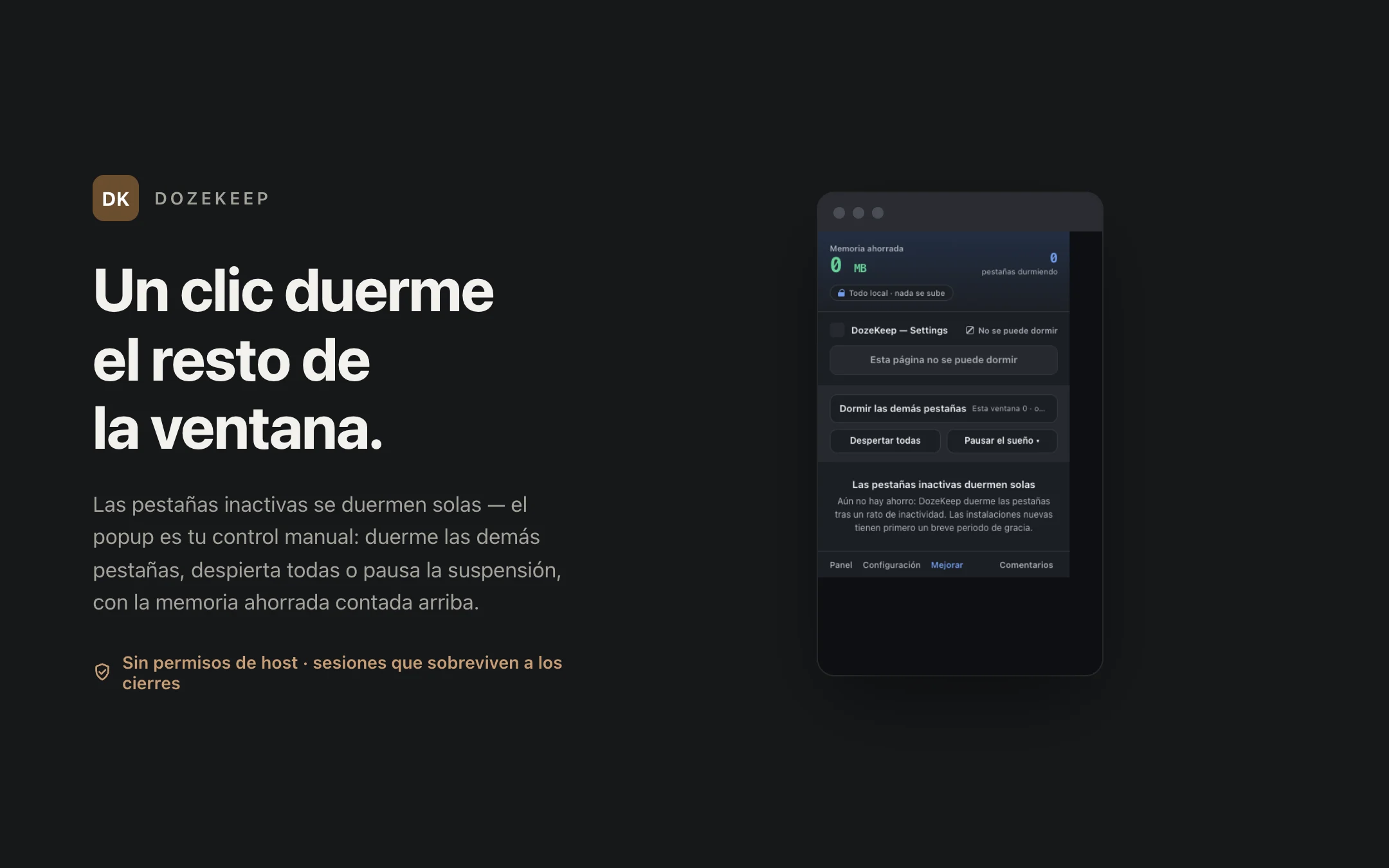 DozeKeep — popup