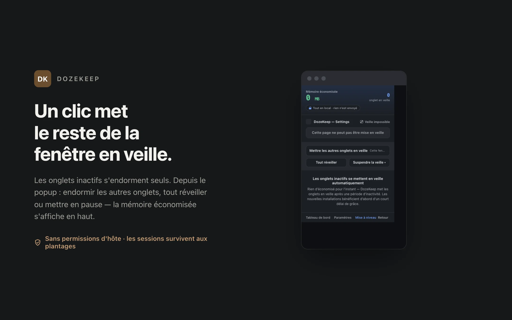 DozeKeep — popup