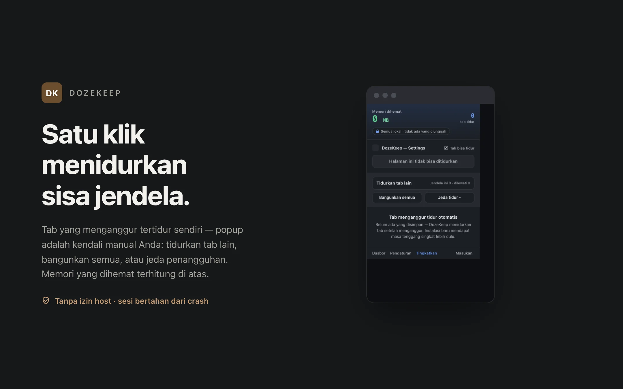 DozeKeep — popup