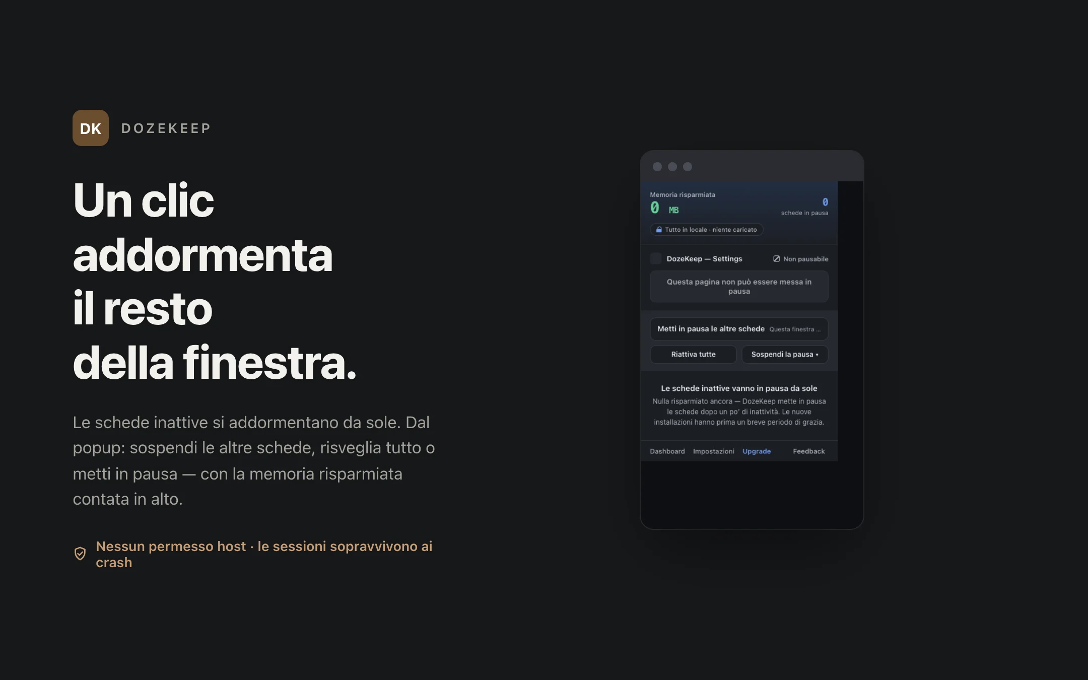 DozeKeep — popup