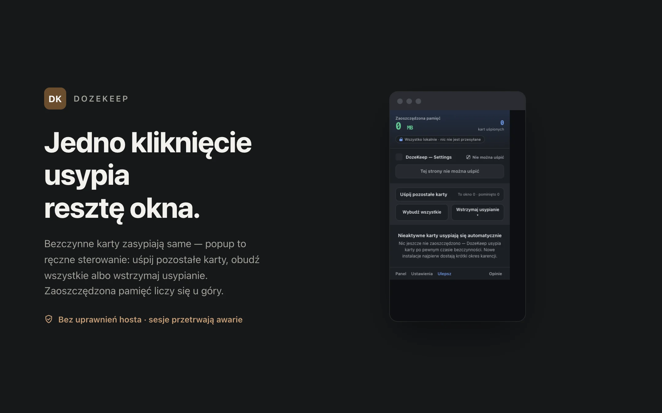 DozeKeep — popup