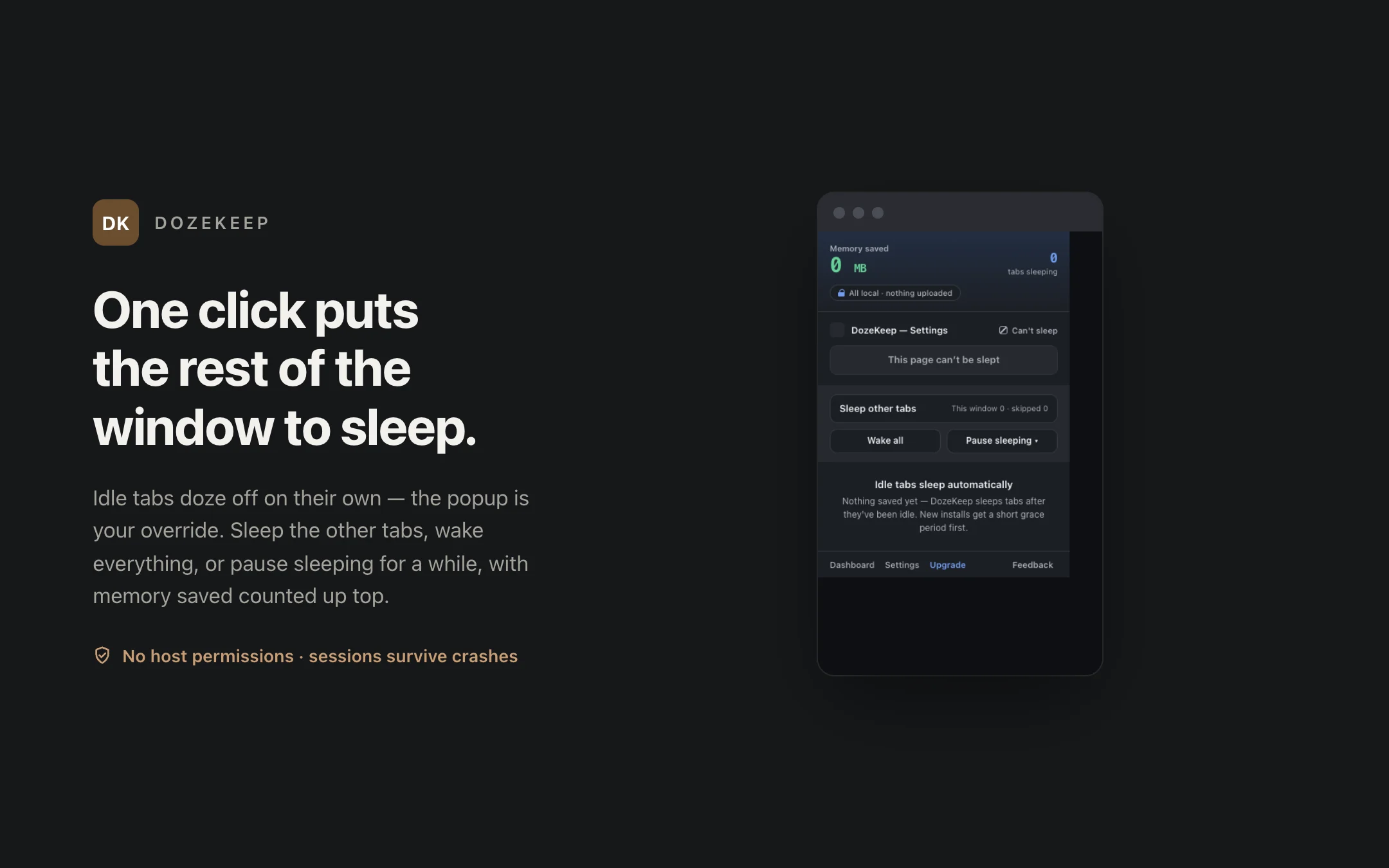 DozeKeep — popup