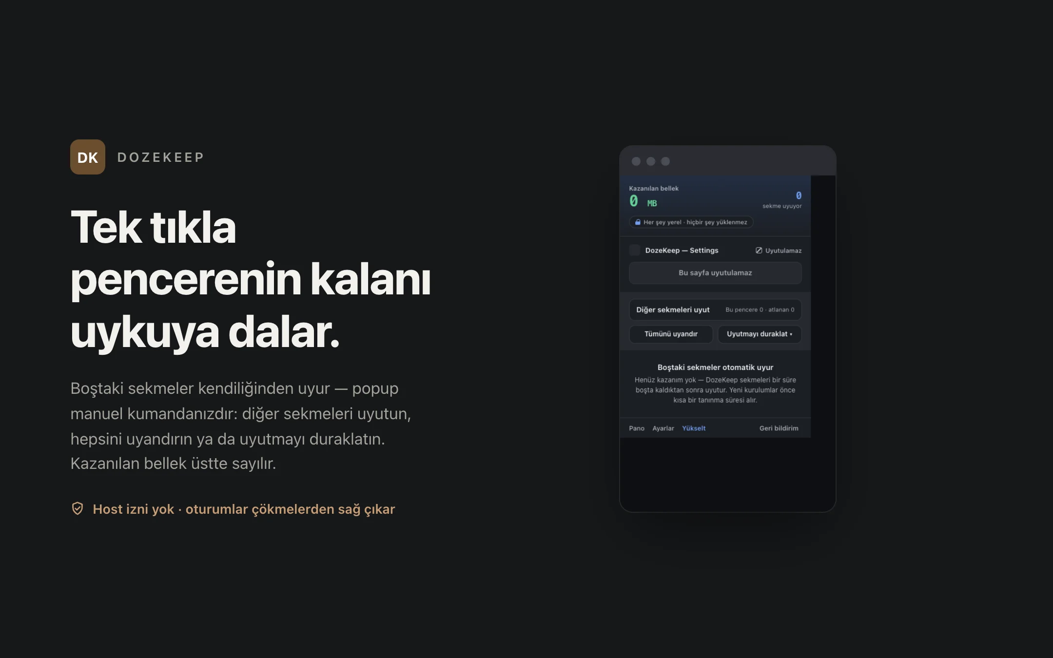 DozeKeep — popup