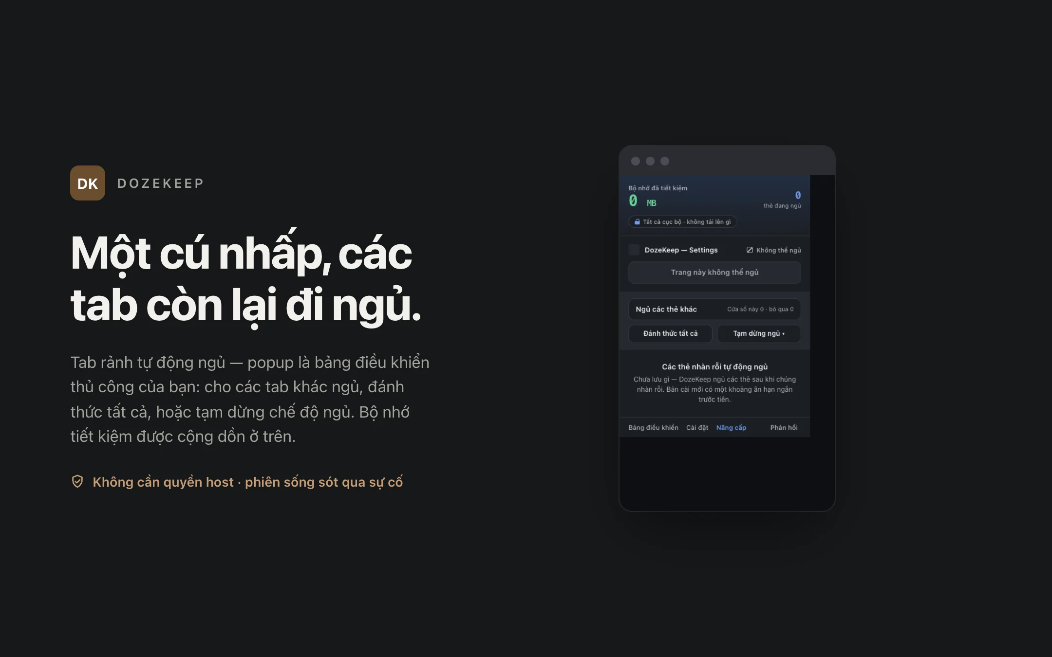 DozeKeep — popup