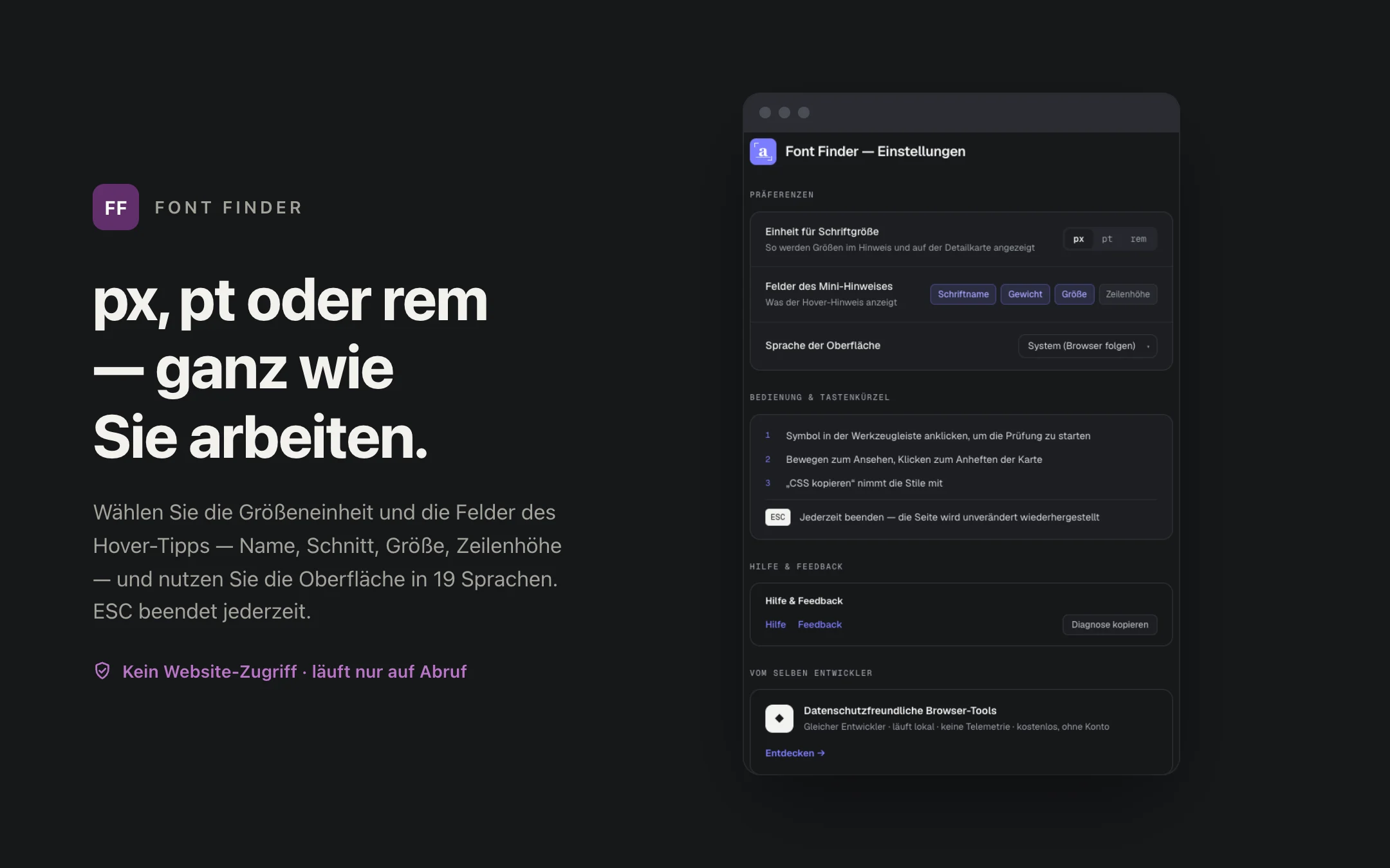 Font Finder — options