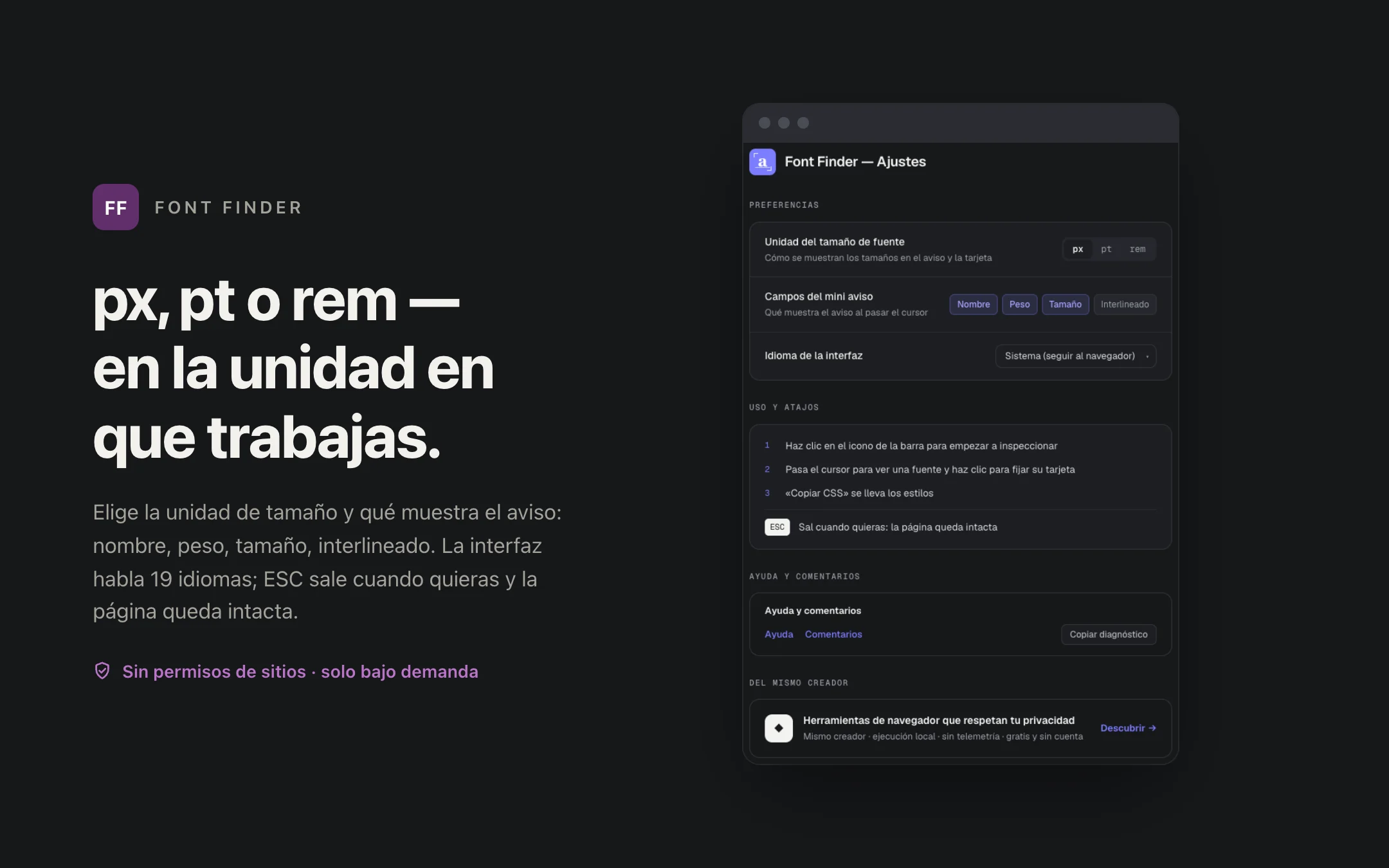 Font Finder — options