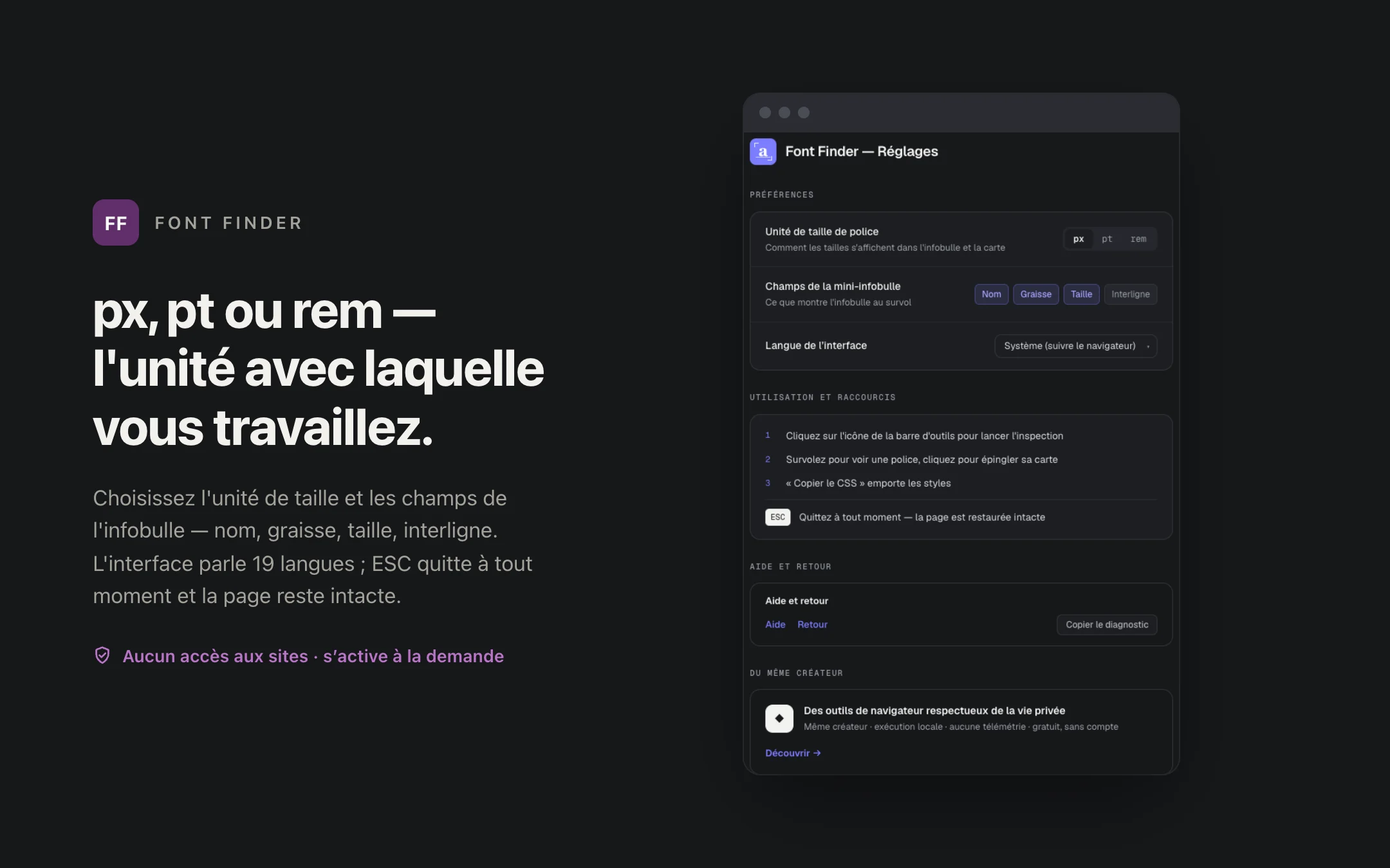 Font Finder — options