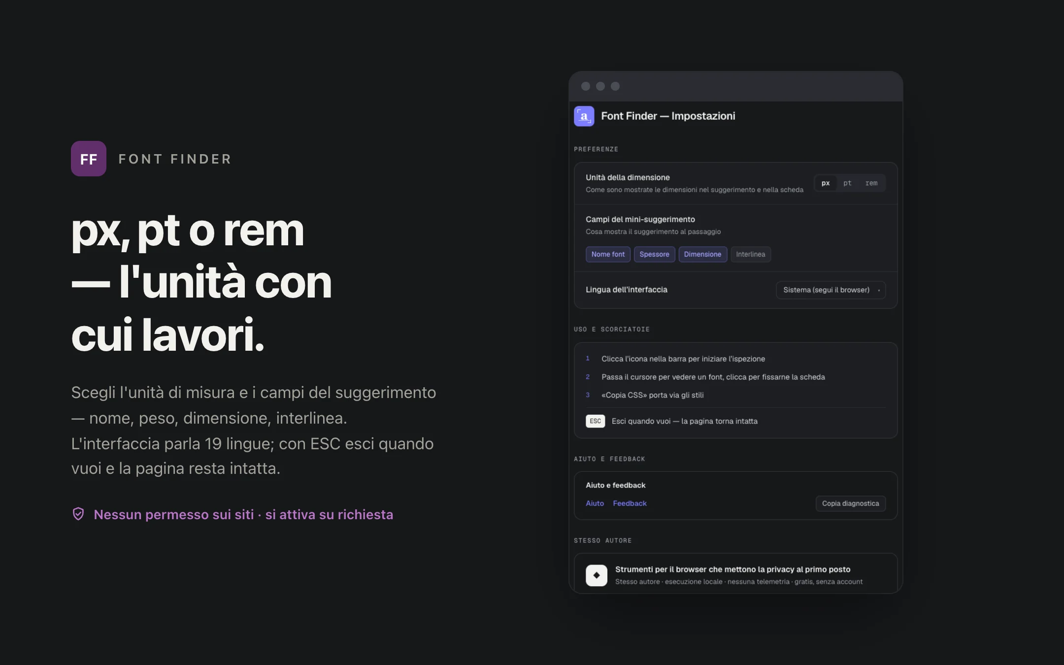 Font Finder — options