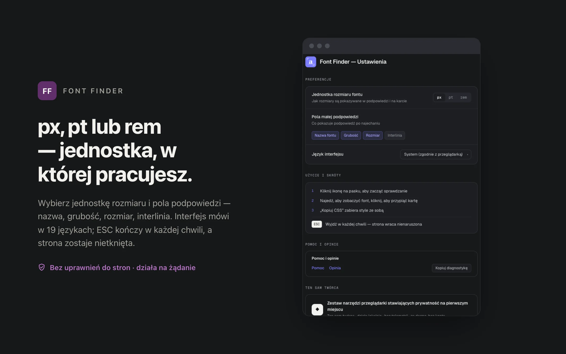 Font Finder — options