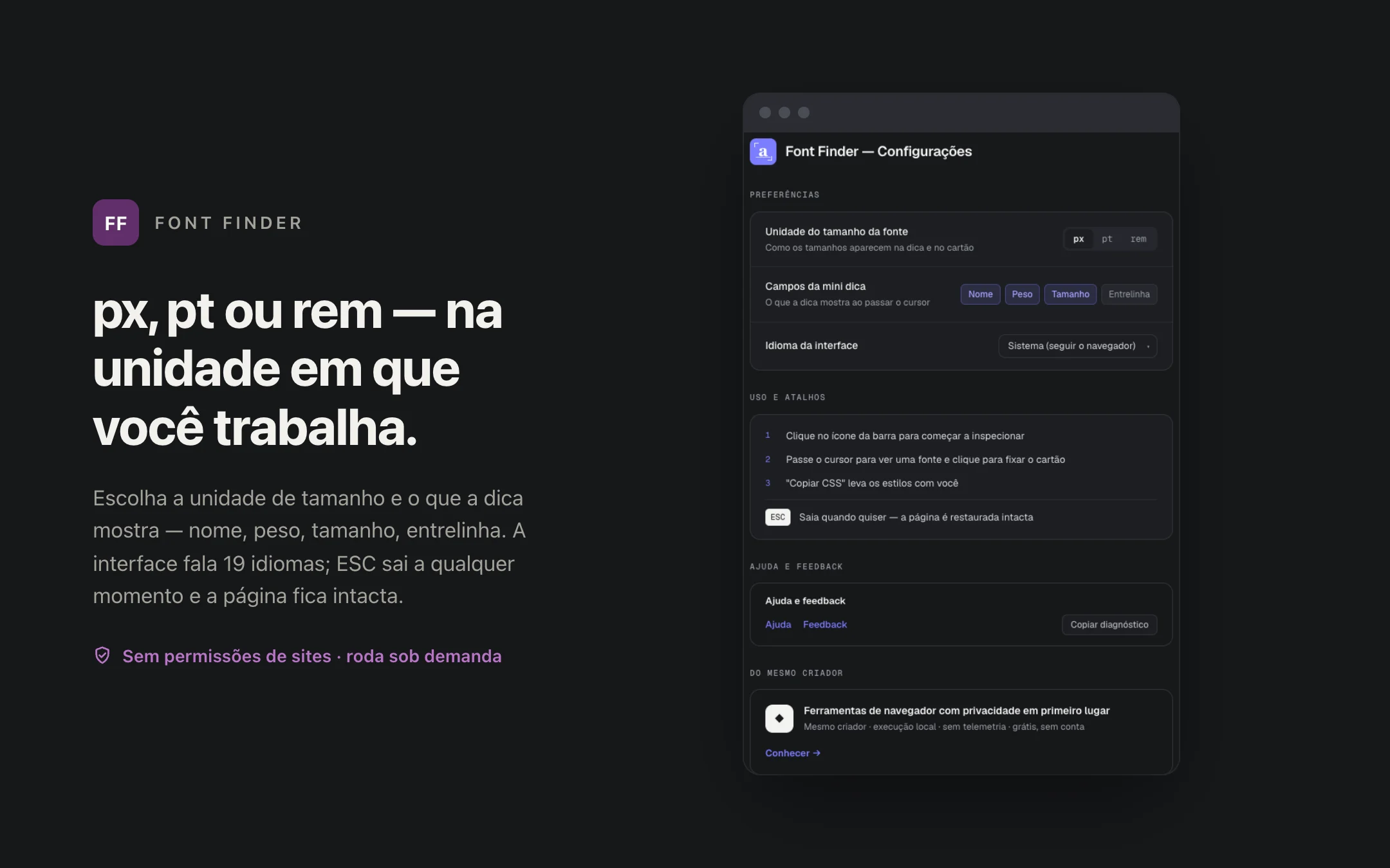 Font Finder — options
