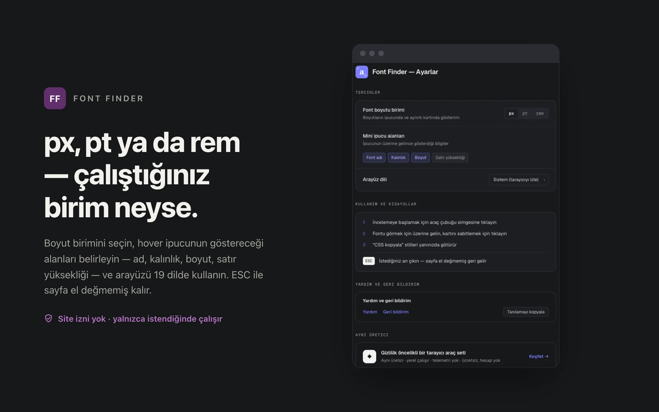 Font Finder — options