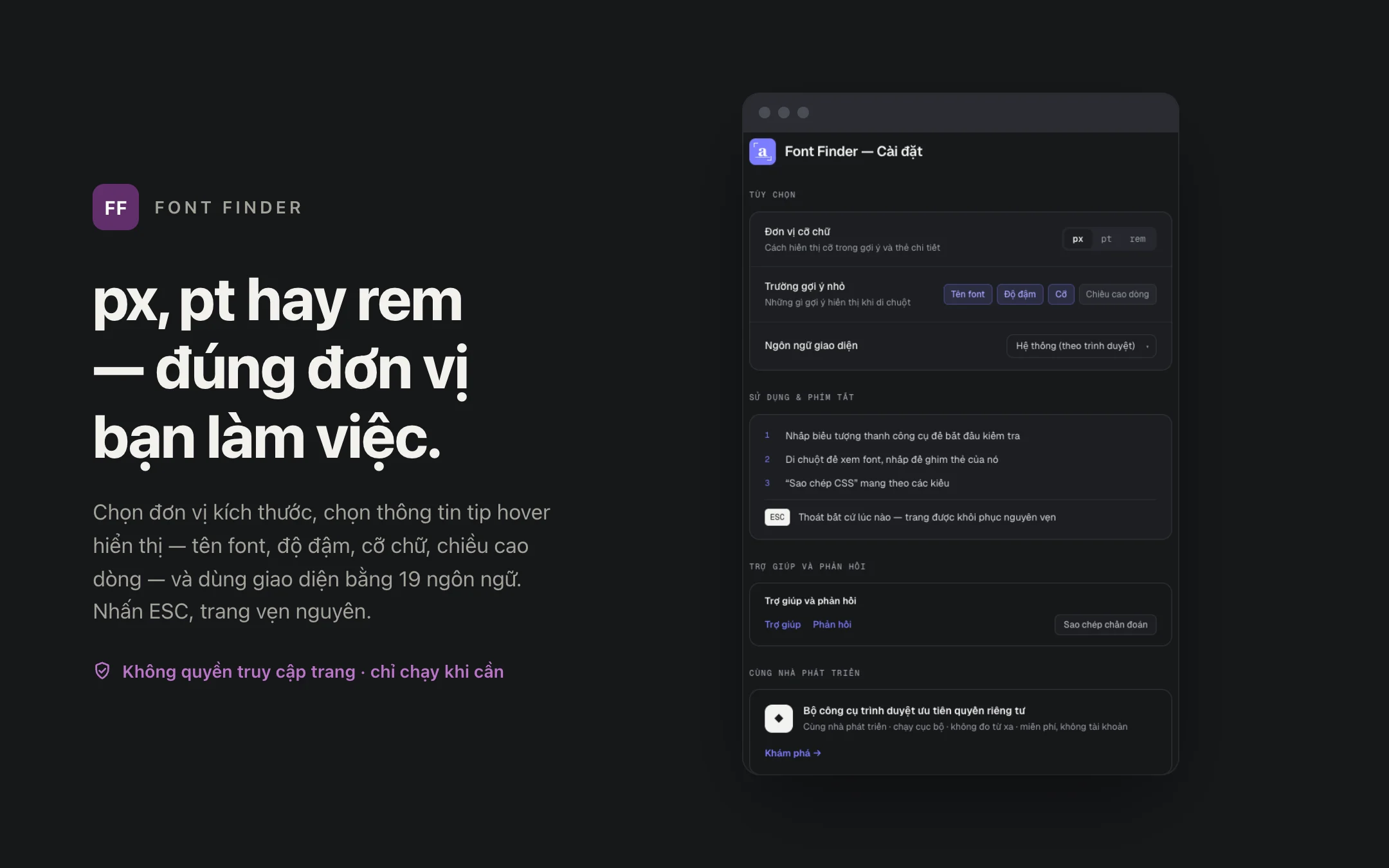 Font Finder — options