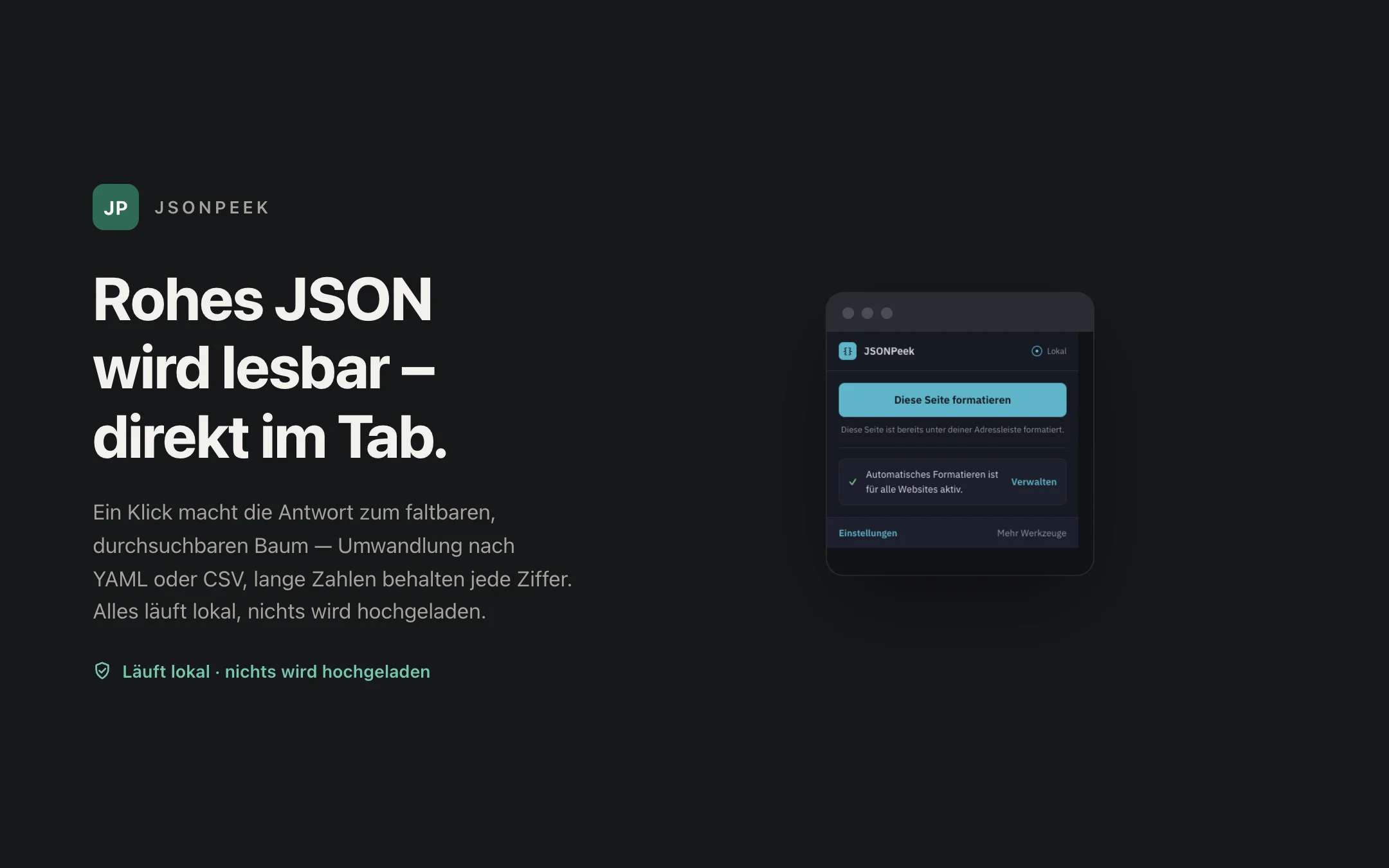 JSONPeek — popup