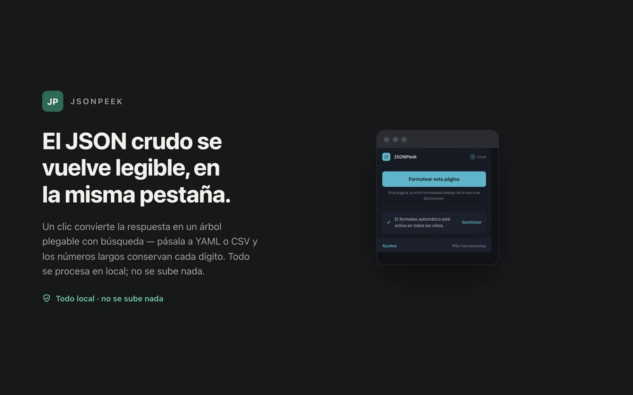 JSONPeek — popup