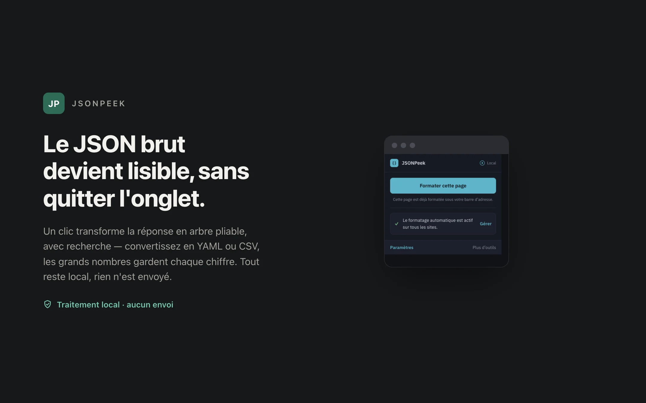 JSONPeek — popup