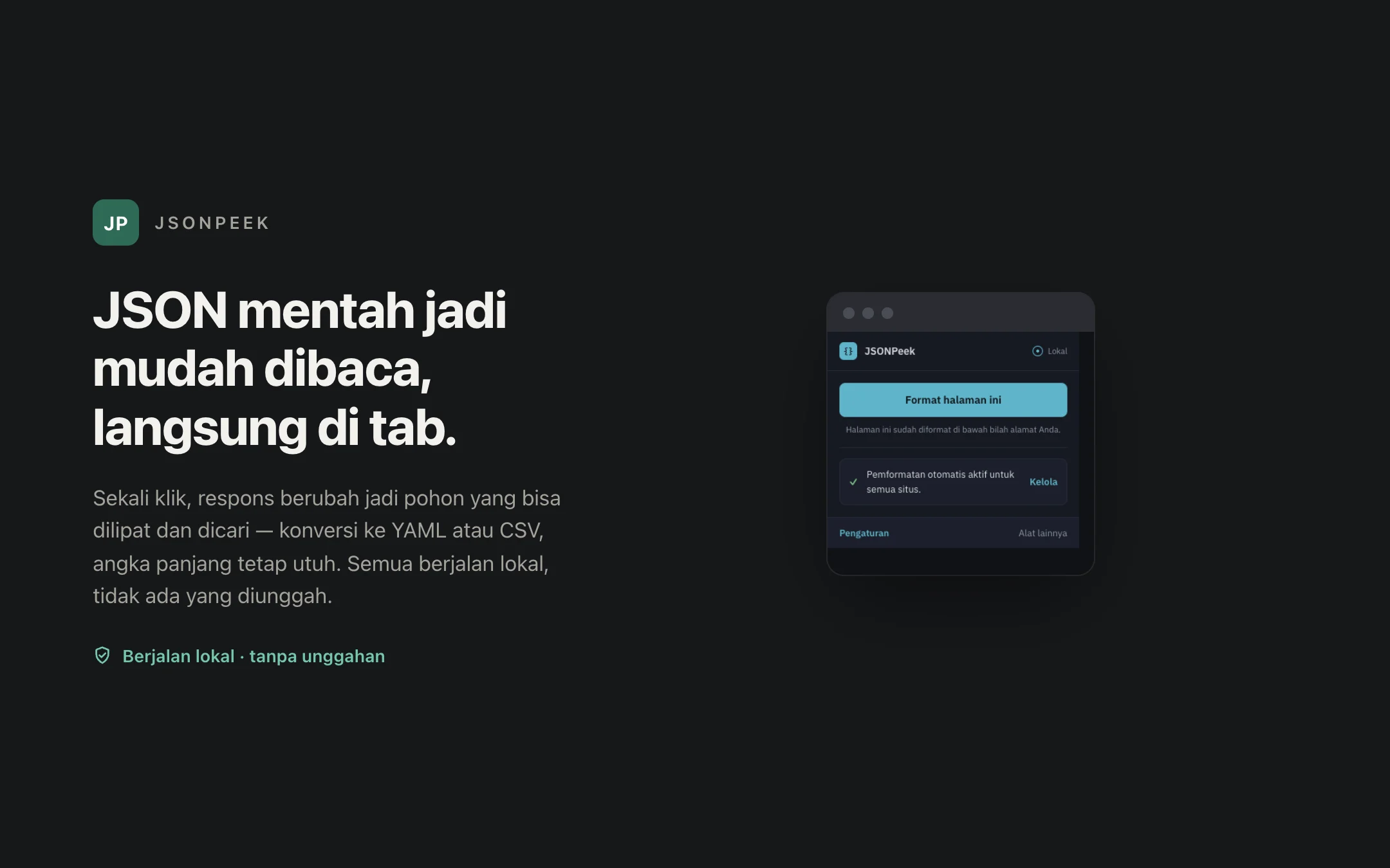 JSONPeek — popup