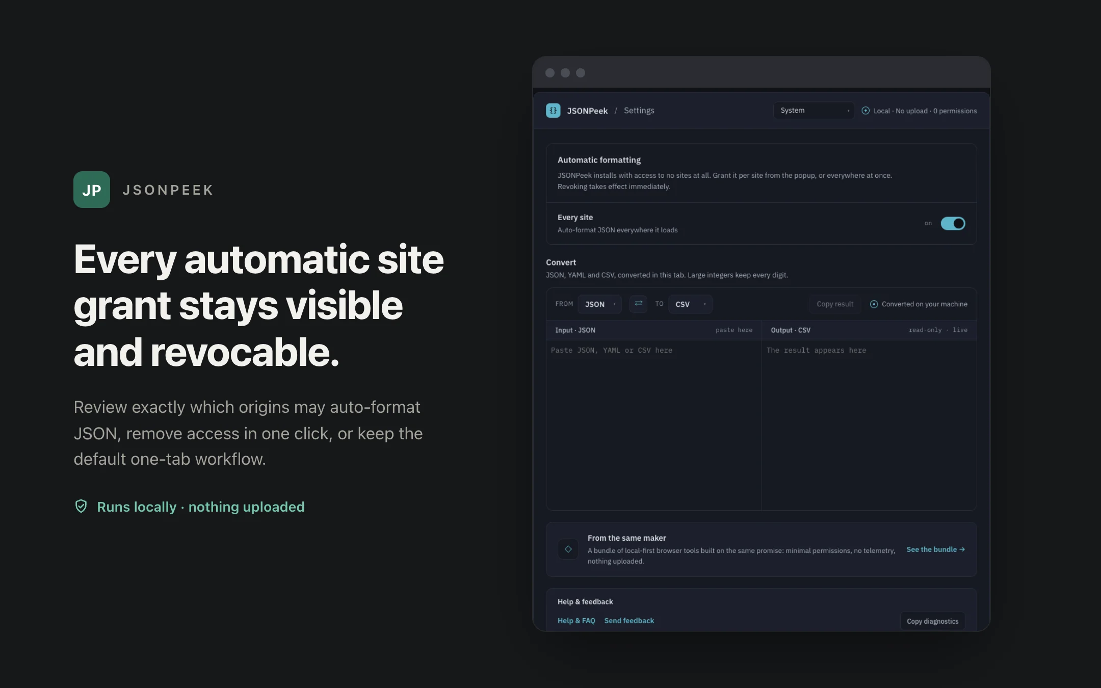 JSONPeek — permissions