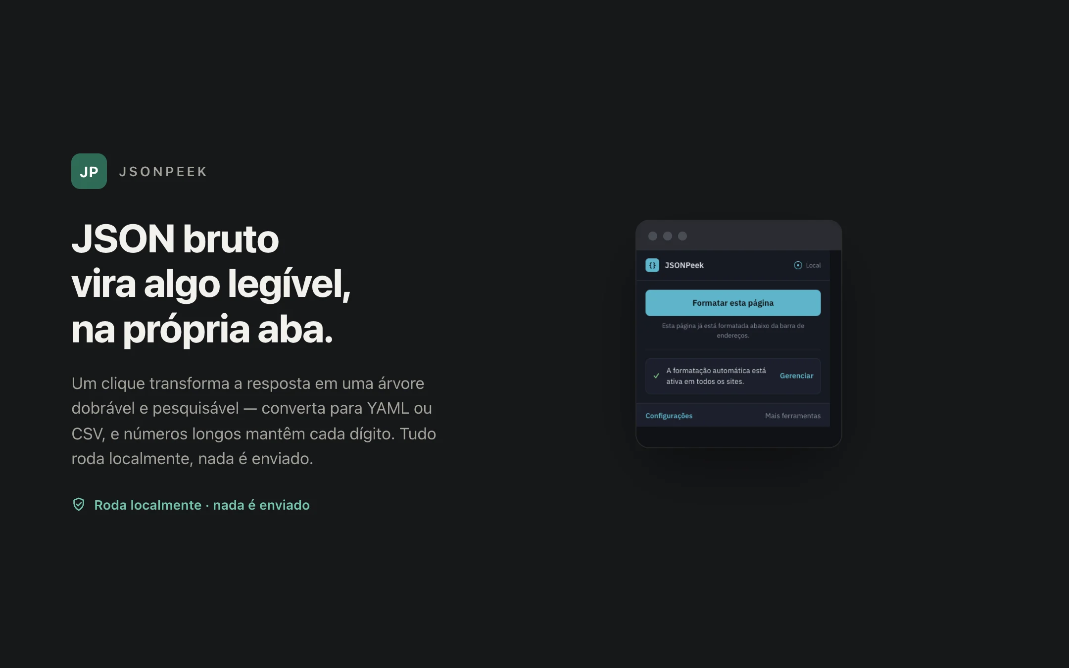 JSONPeek — popup