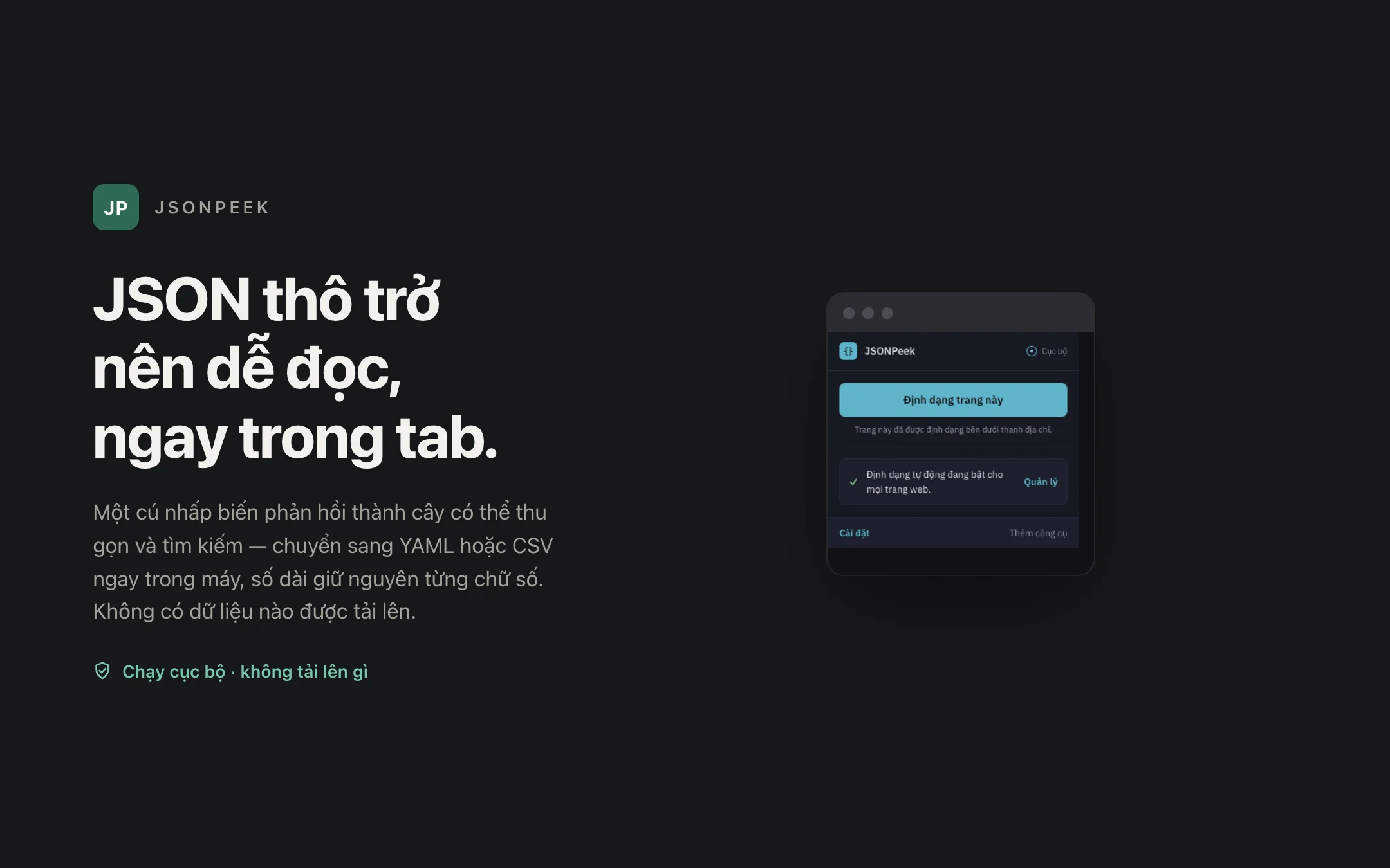JSONPeek — popup