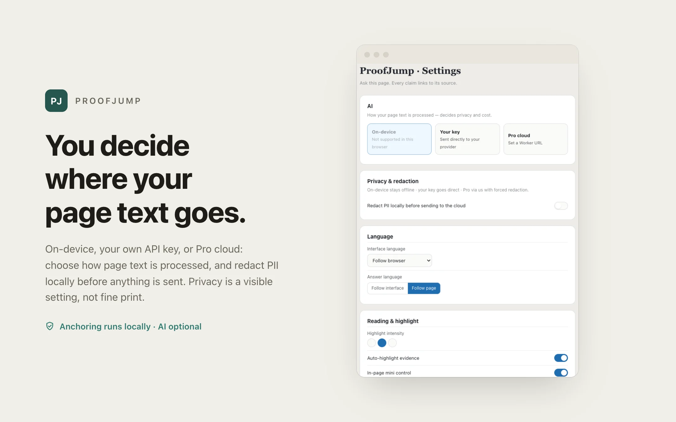 ProofJump — options