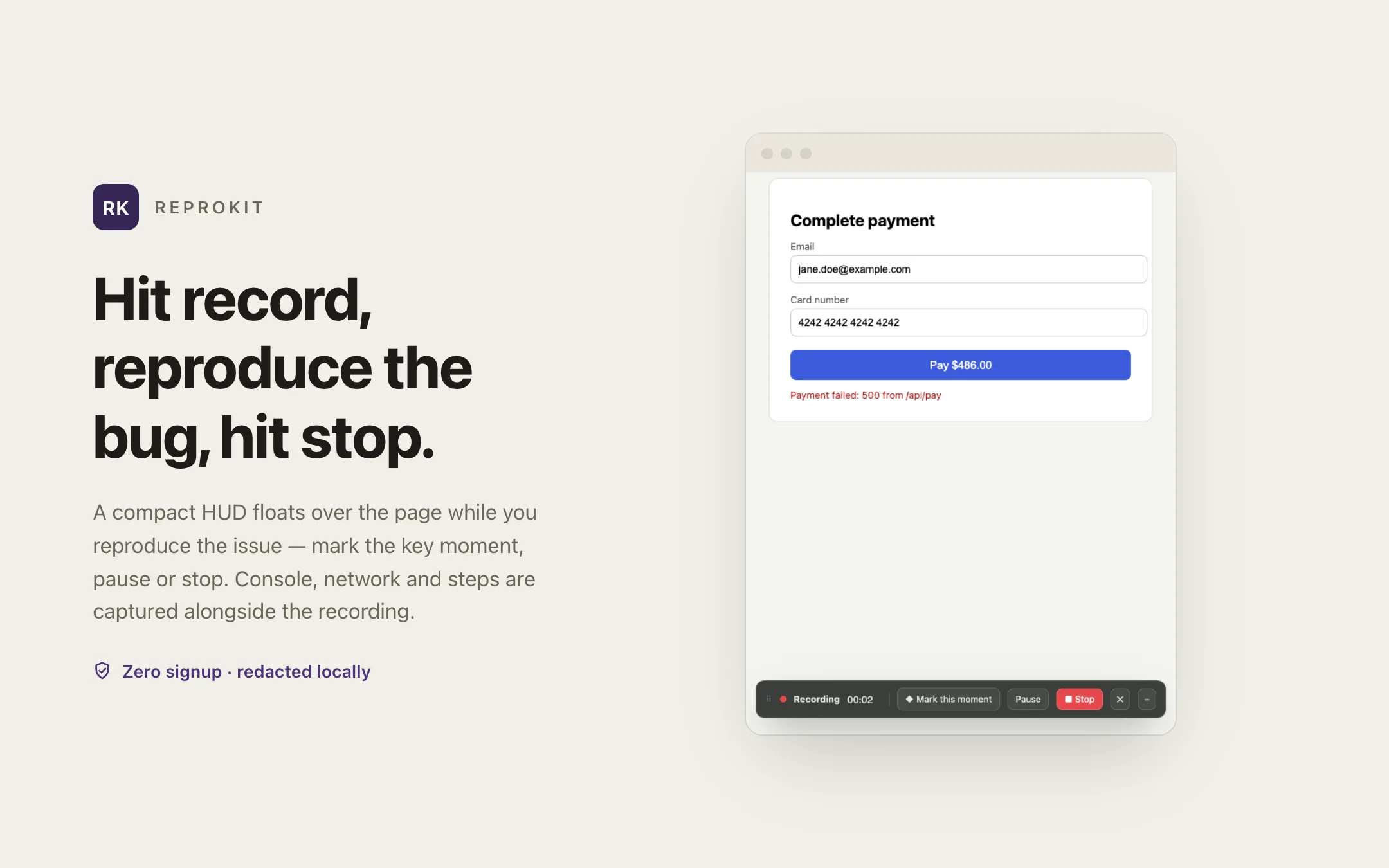 ReproKit — recording