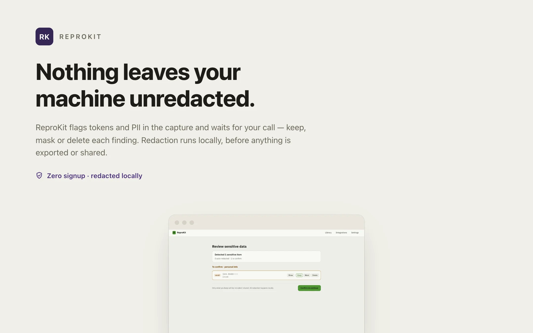 ReproKit — redaction