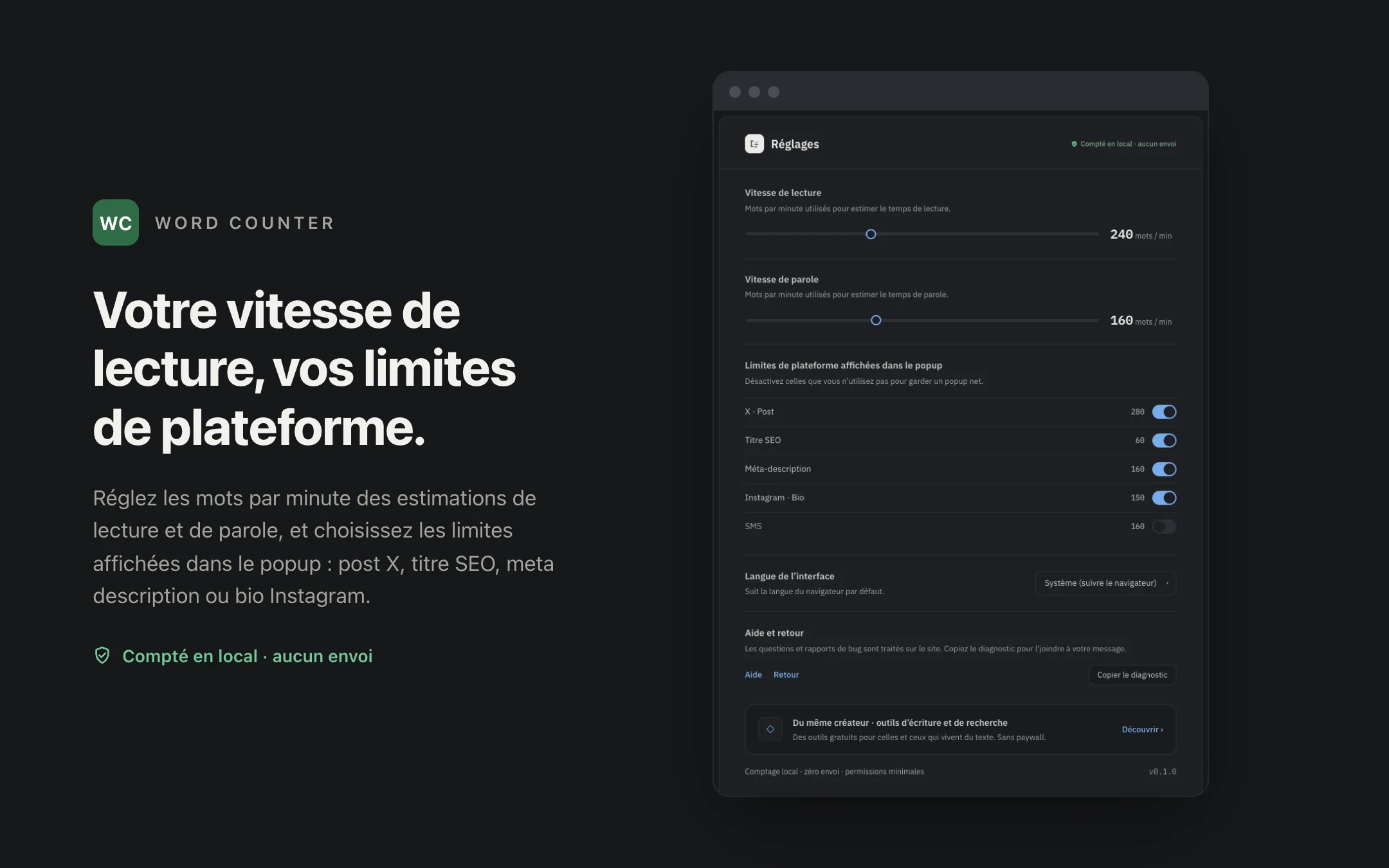 Word Counter — options