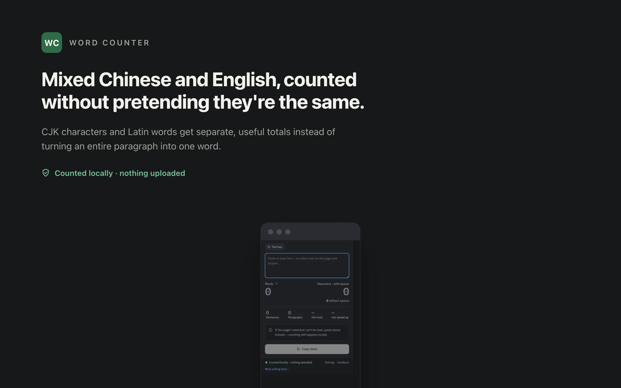 Word Counter — mixed-script