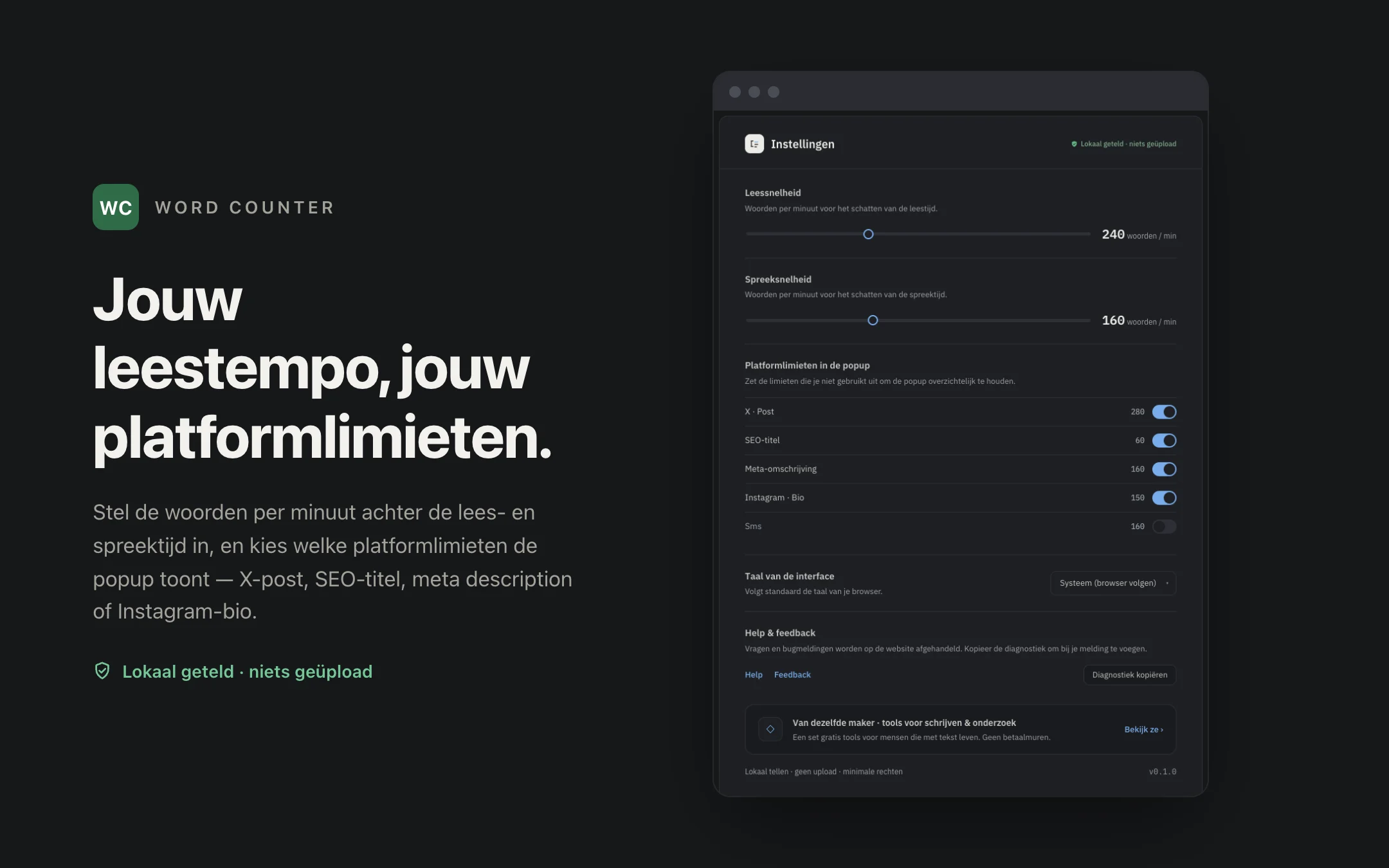 Word Counter — options