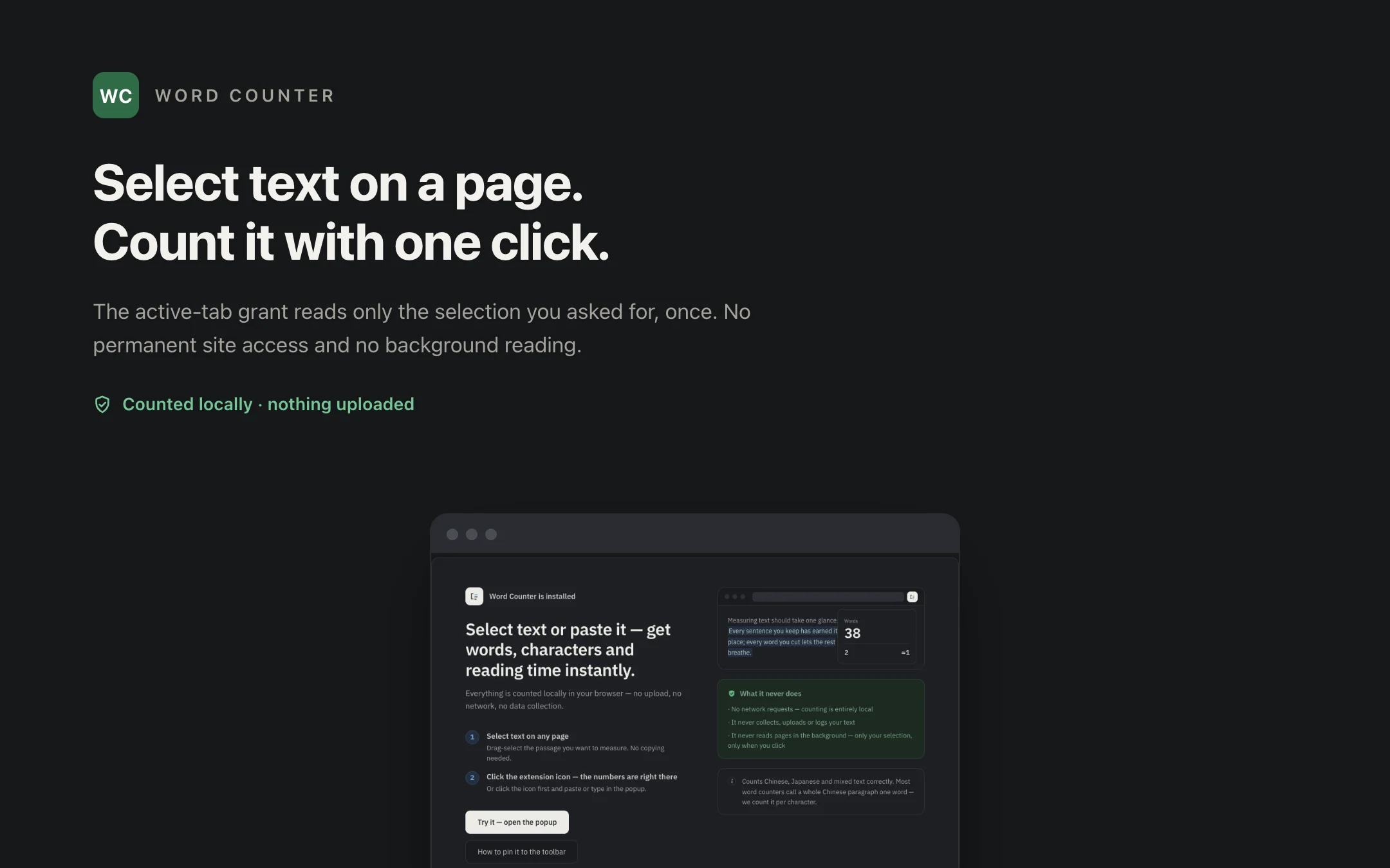 Word Counter — selection